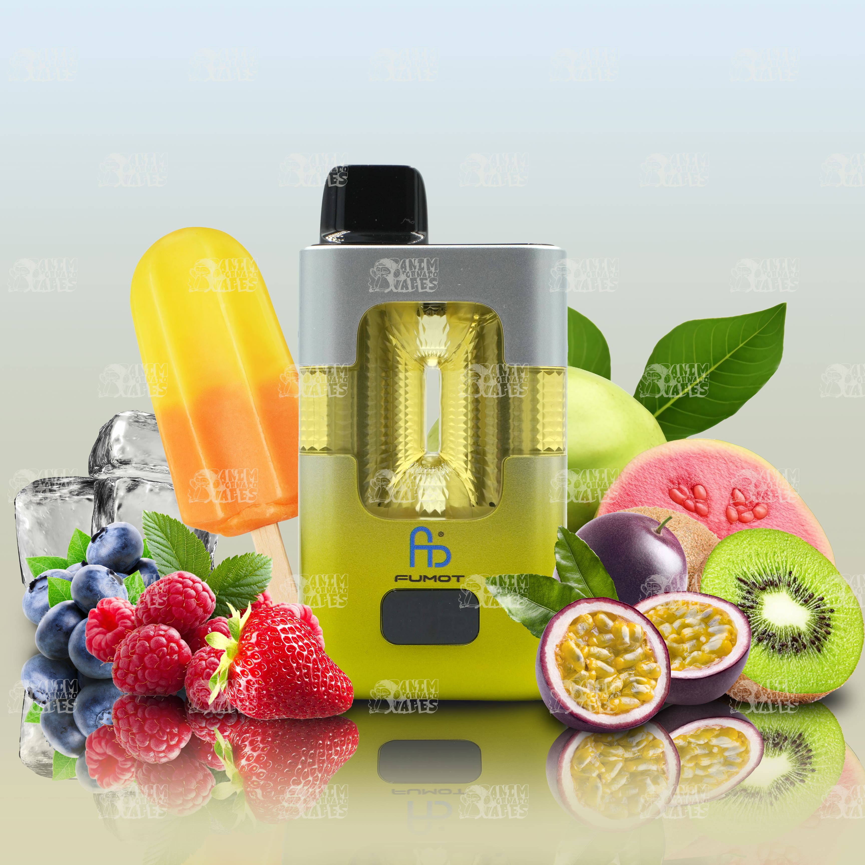 Fumot RandM Eco 2in1 50000 Ice Pop und Kiwi Passion Fruit Guava Einweg-Vape mit zwei Aromen und 50000 Zügen