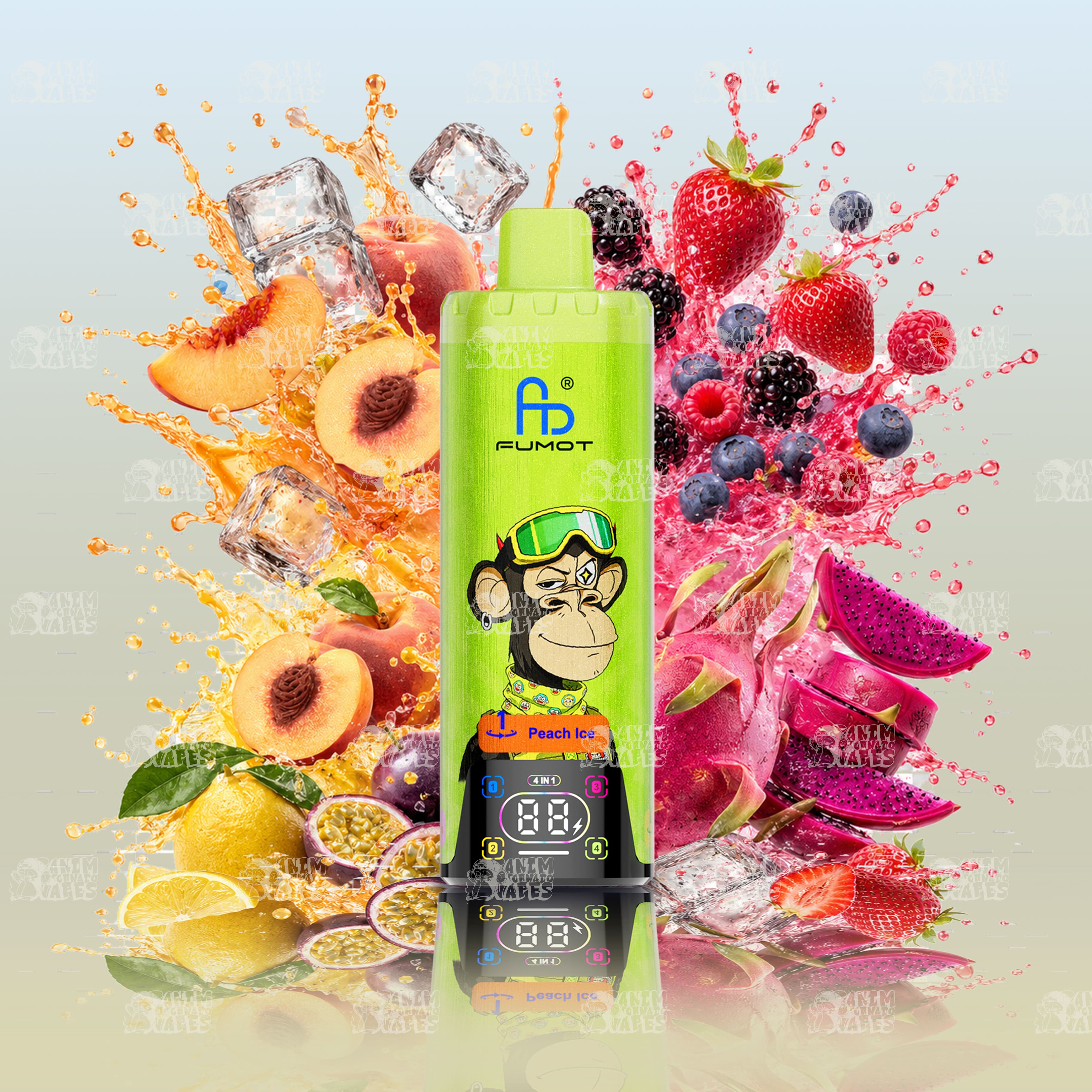 Fumot 80000 Peach Ice Mix mit Pfirsich-Geschmack und kühler Ice-Note