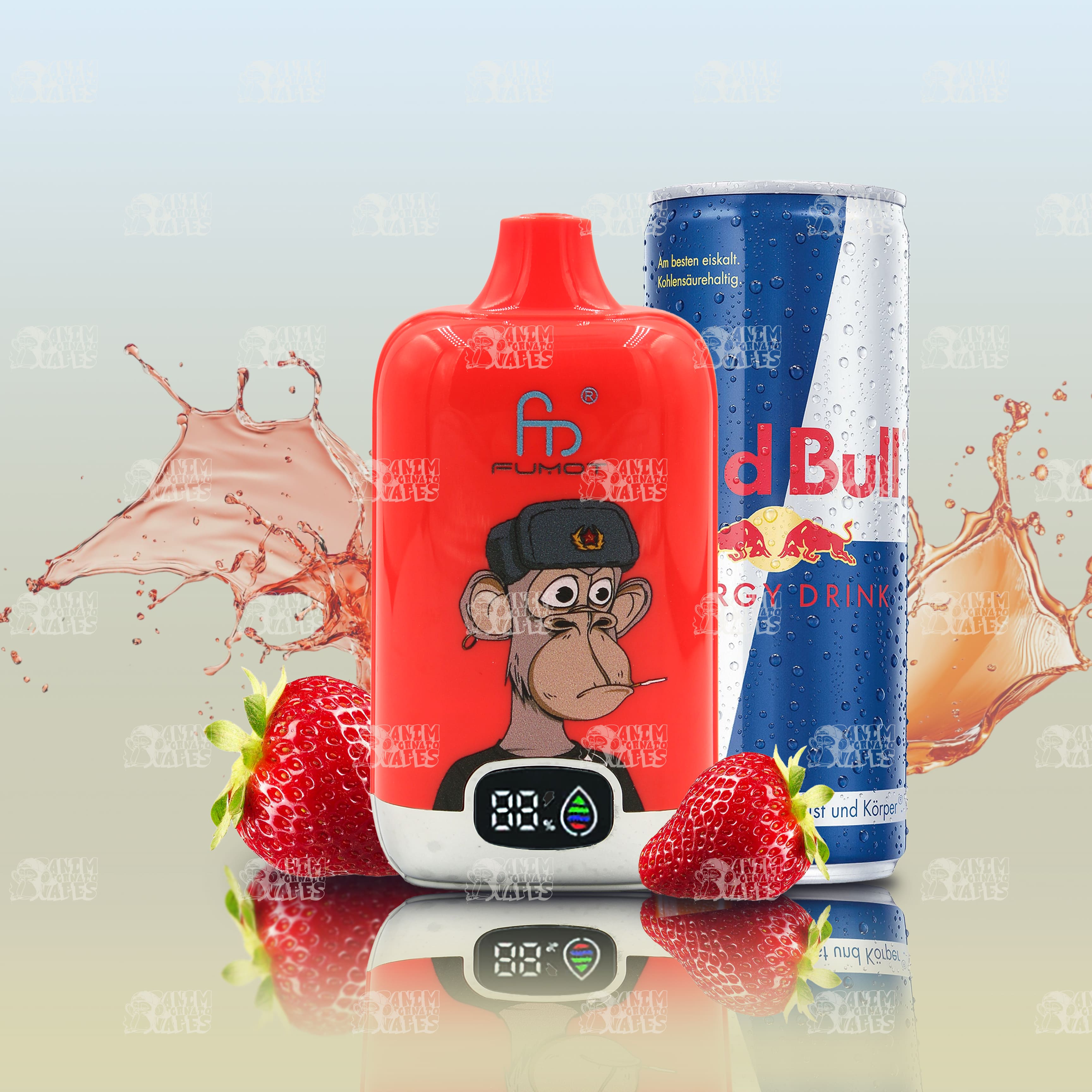 RandM Tornado 12000 Strawberry Redbull Einweg-Vape mit 12000 Zügen und Mesh Coil