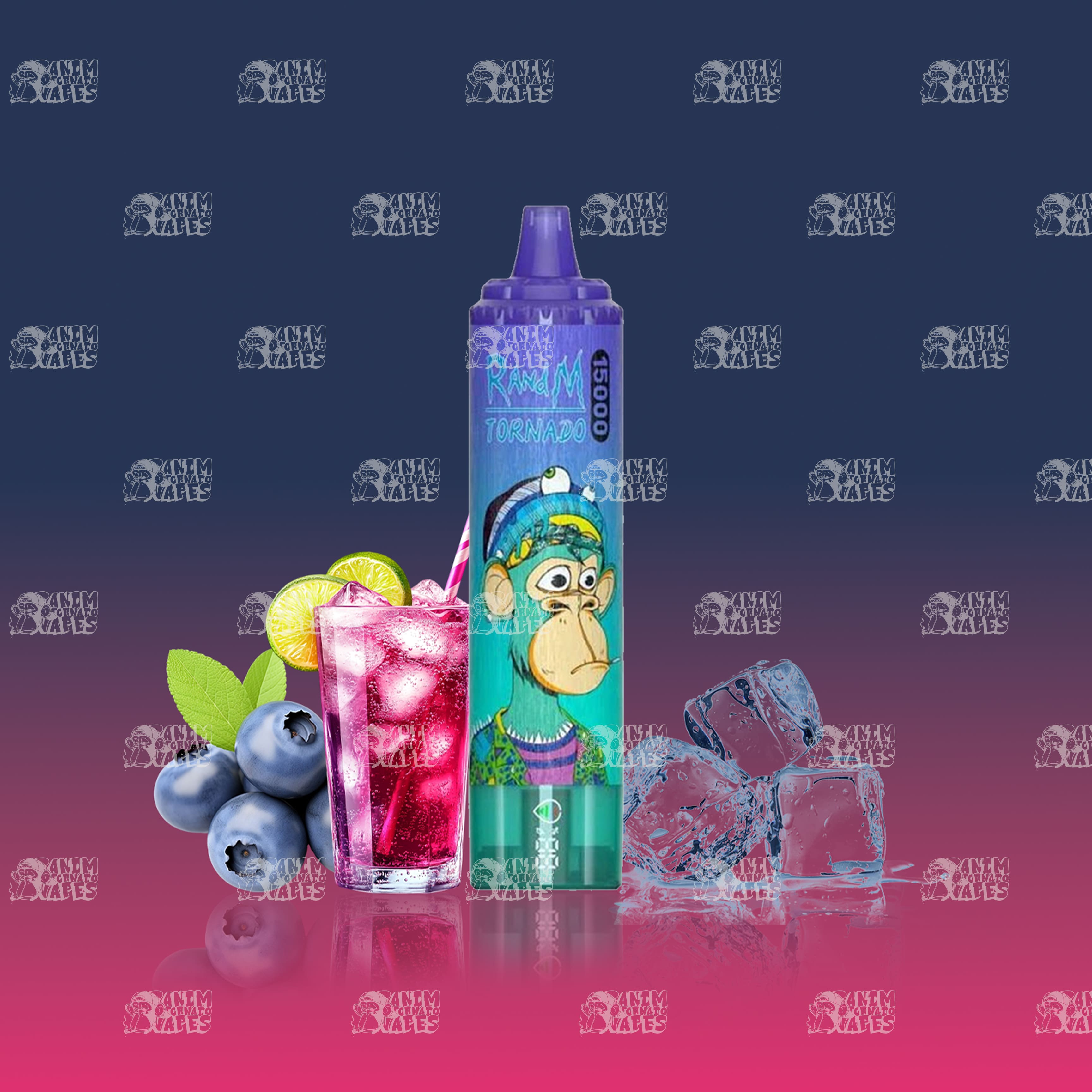 RandM Tornado 15000 Blue Razz Lemonade Einweg-Vape mit 15000 Zügen und Mesh Coil
