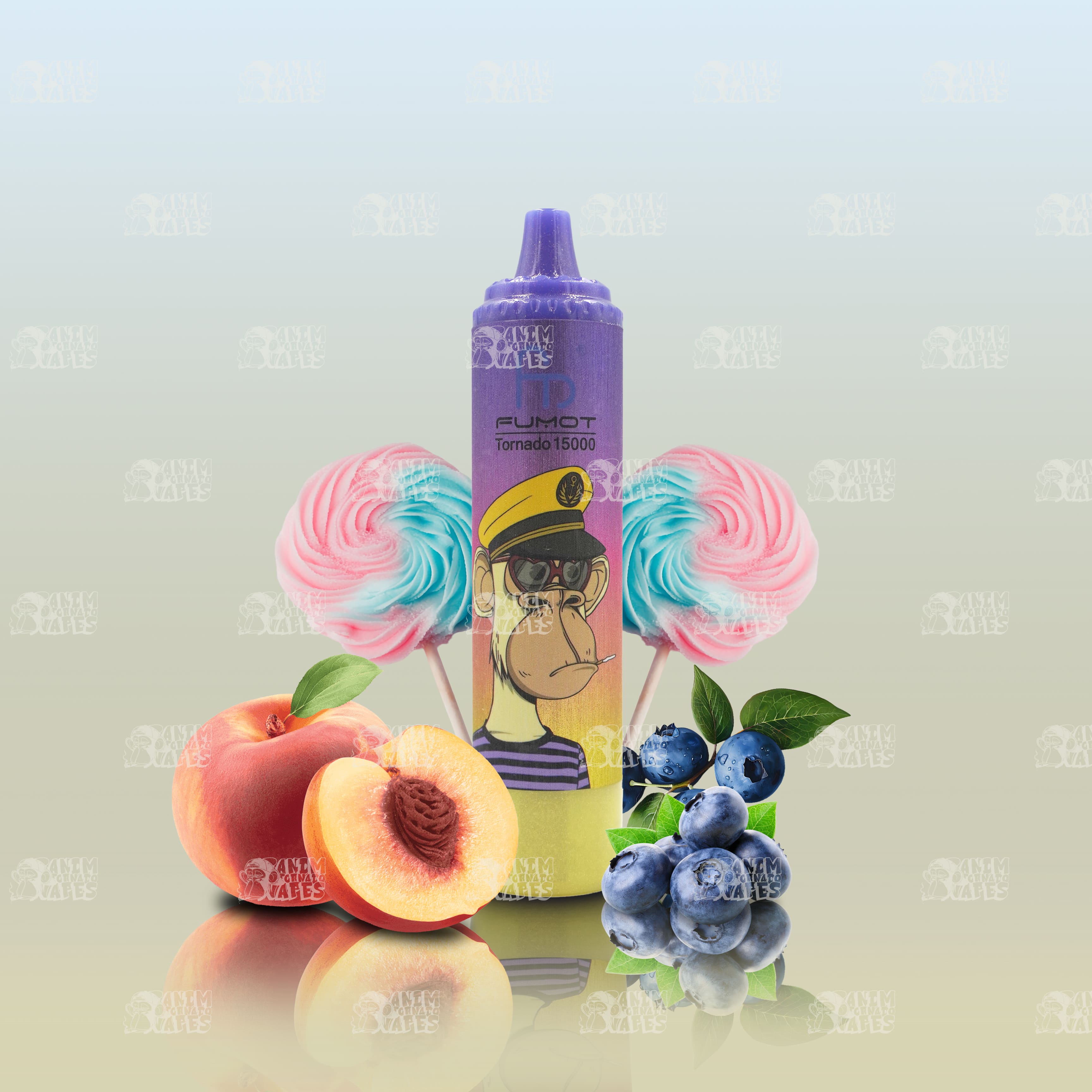 RandM Tornado 15000 Peach Blueberry Candy Einweg Vape