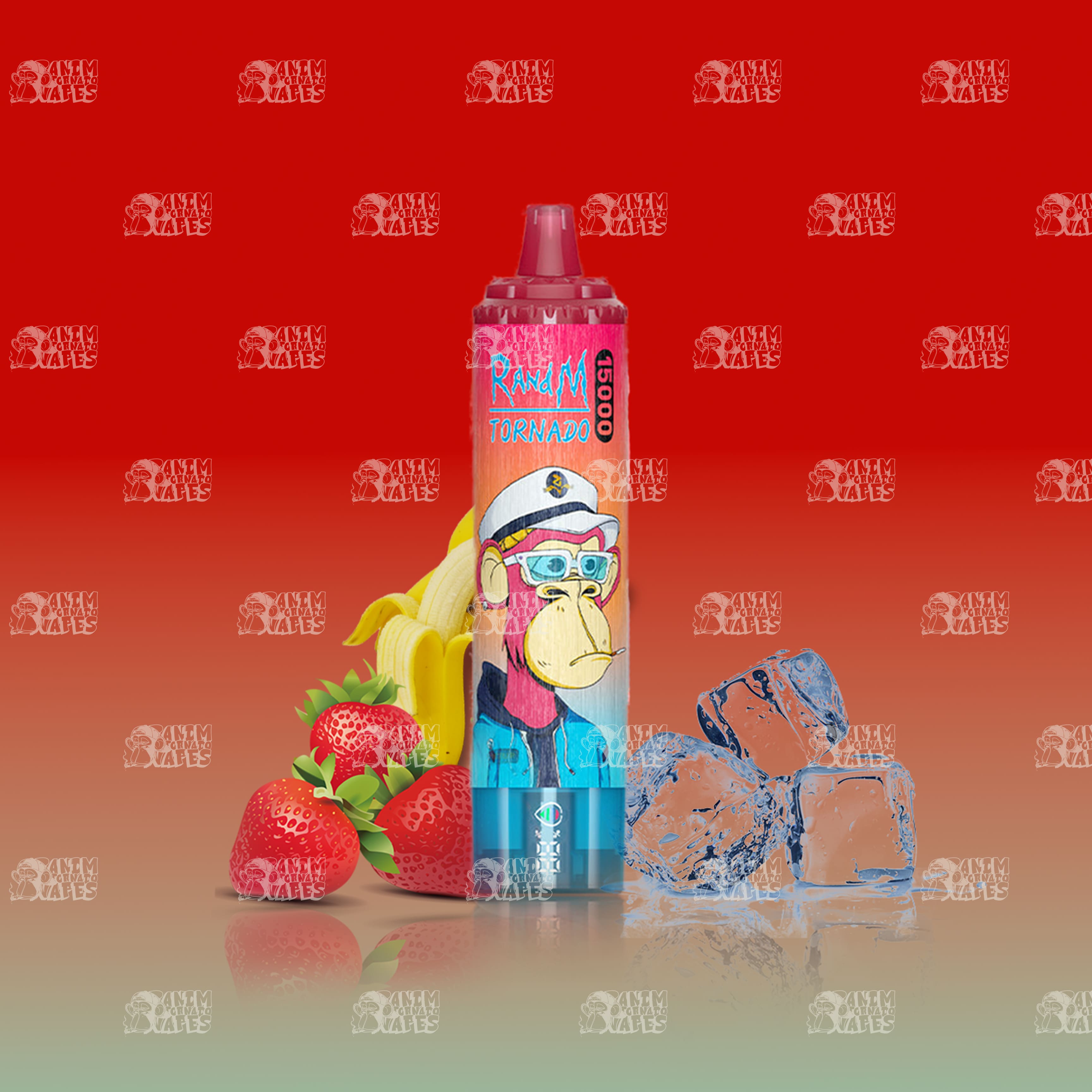 RandM Tornado 15000 Strawberry Banana Einweg-Vape mit 15000 Zügen und Mesh Coil