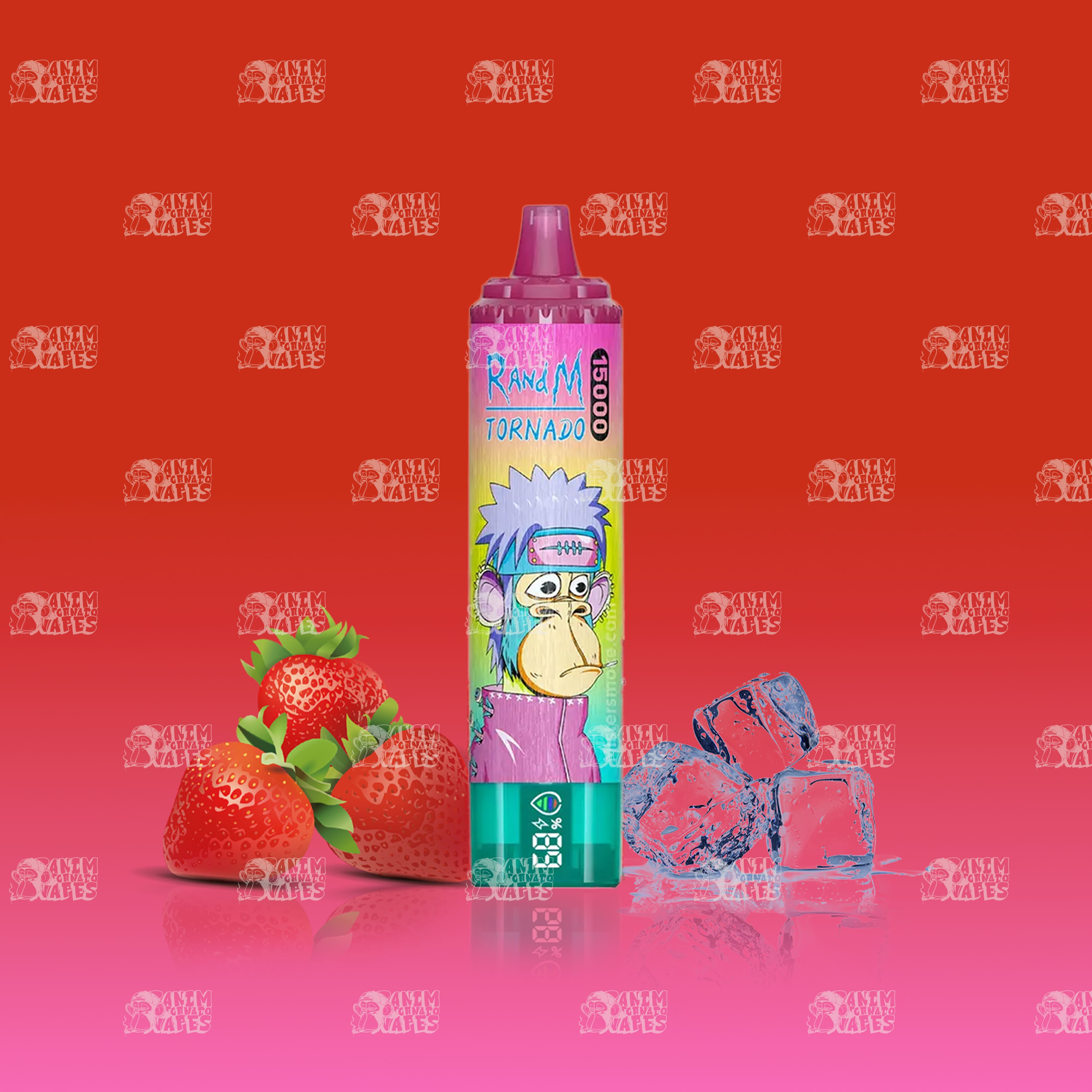 RandM Tornado 15000 Strawberry Ice Einweg-Vape mit 15000 Zügen und Mesh Coil