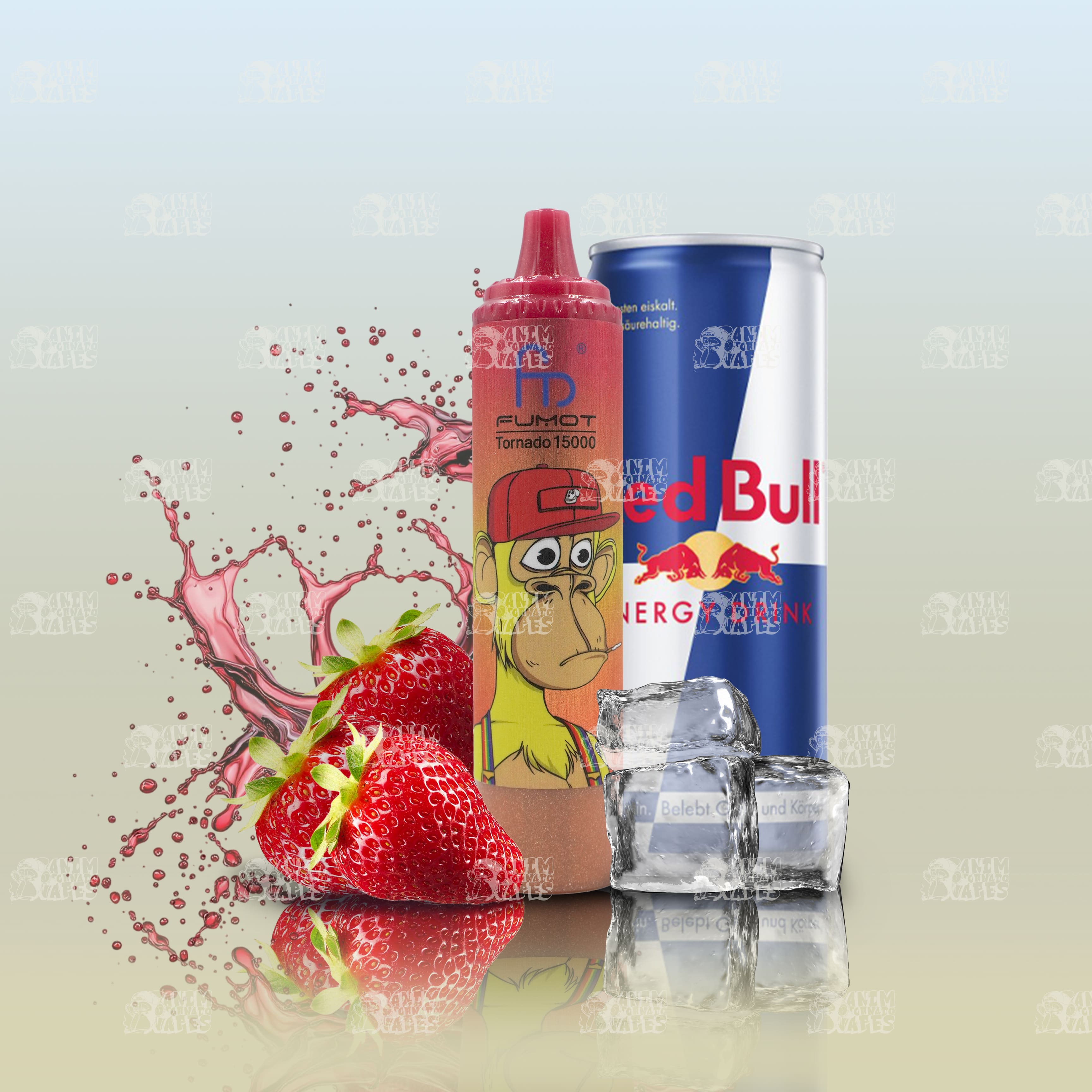 RandM Tornado 15000 Strawberry Redbull Einweg Vape