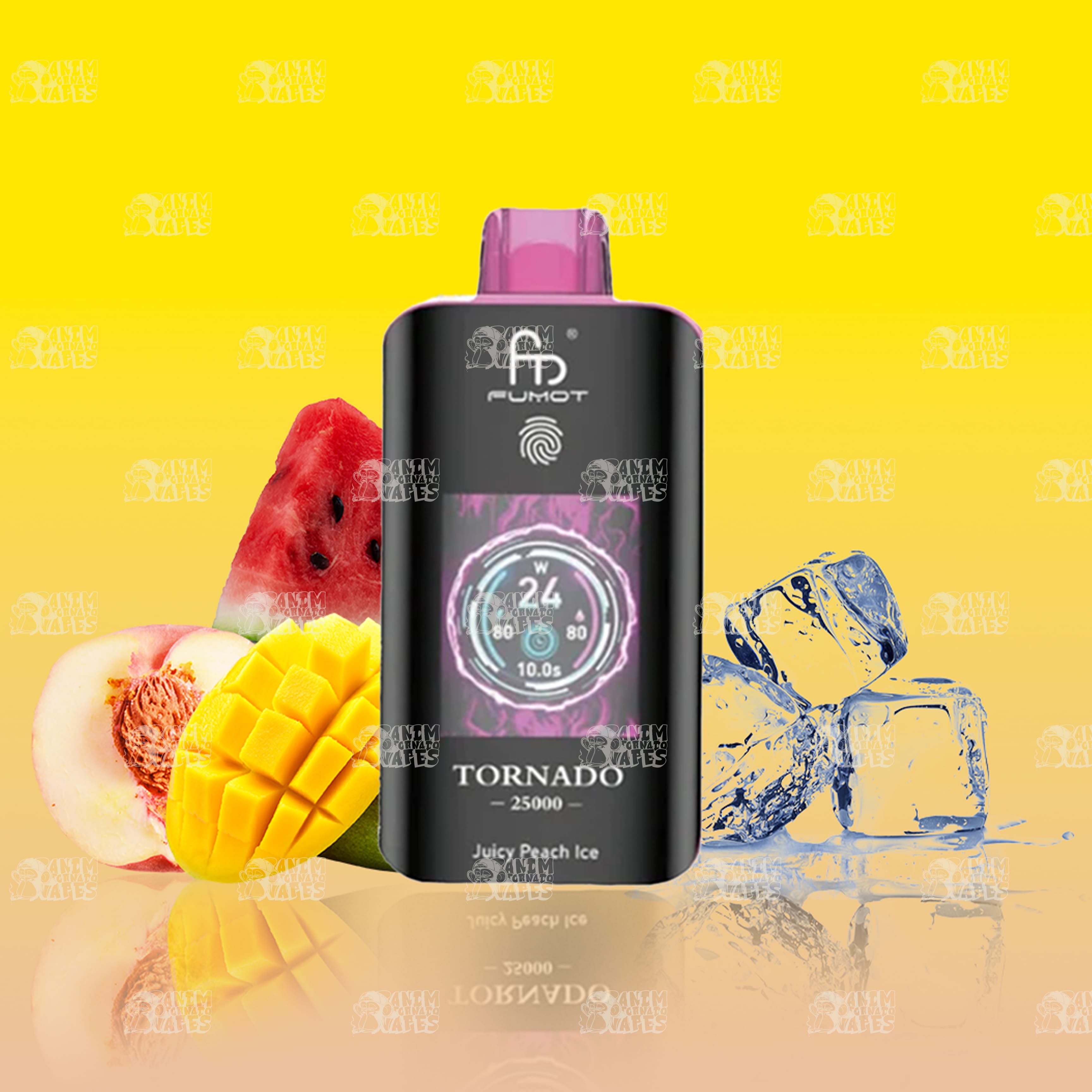 RandM Tornado 25000 Peach Mango Watermelon Einweg-Vape mit 25000 Zügen und Mesh Coil