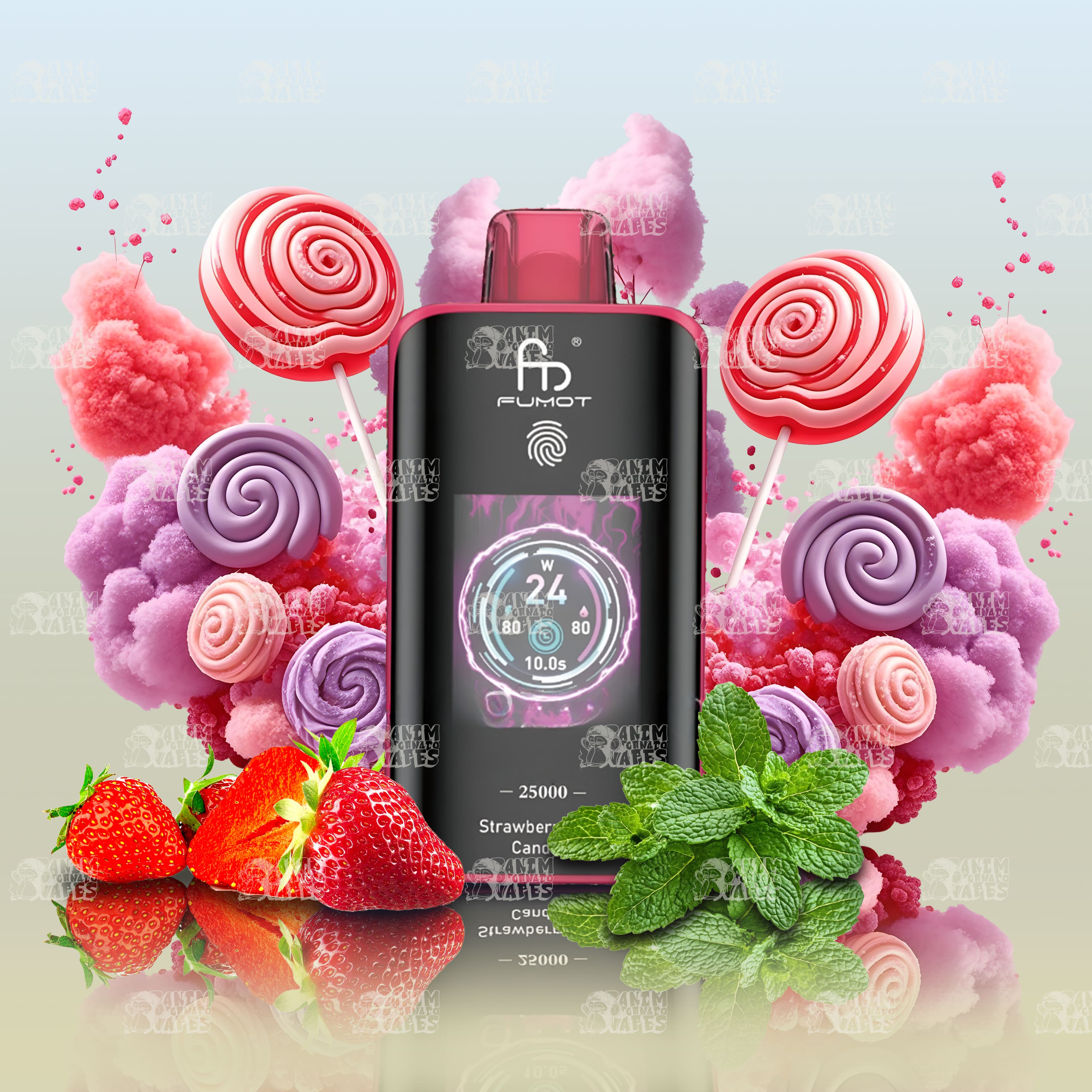 RandM Tornado 25000 Strawberry Mint Candy Einweg-Vape mit 25000 Zügen und Mesh Coil