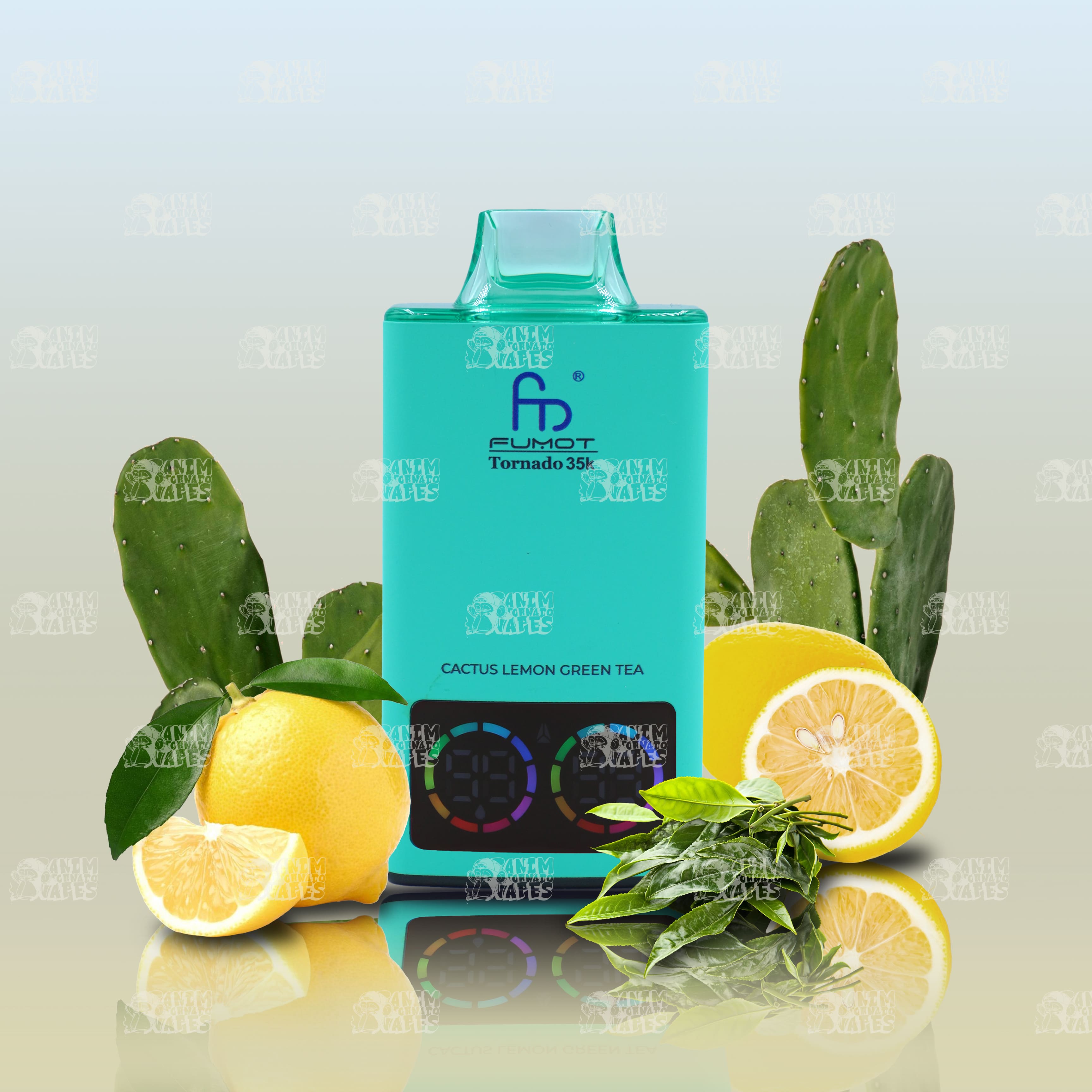 RandM Tornado 35000 Cactus Lemon Green Tea Einweg-Vape mit 35000 Zügen und Mesh Coil