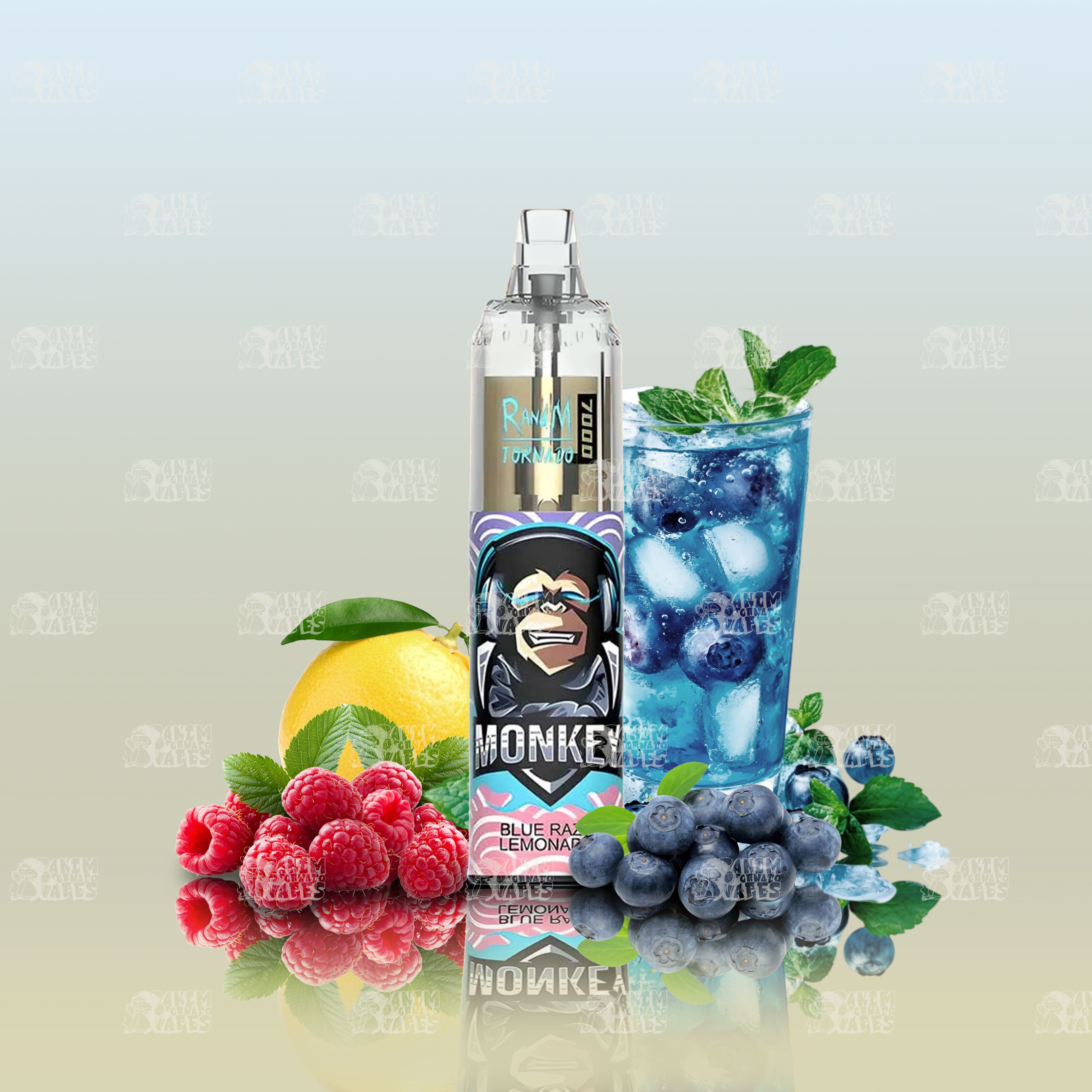 RandM Tornado 7000 Blue Razz Lemonade Einweg-Vape mit 7000 Zügen und Mesh Coil