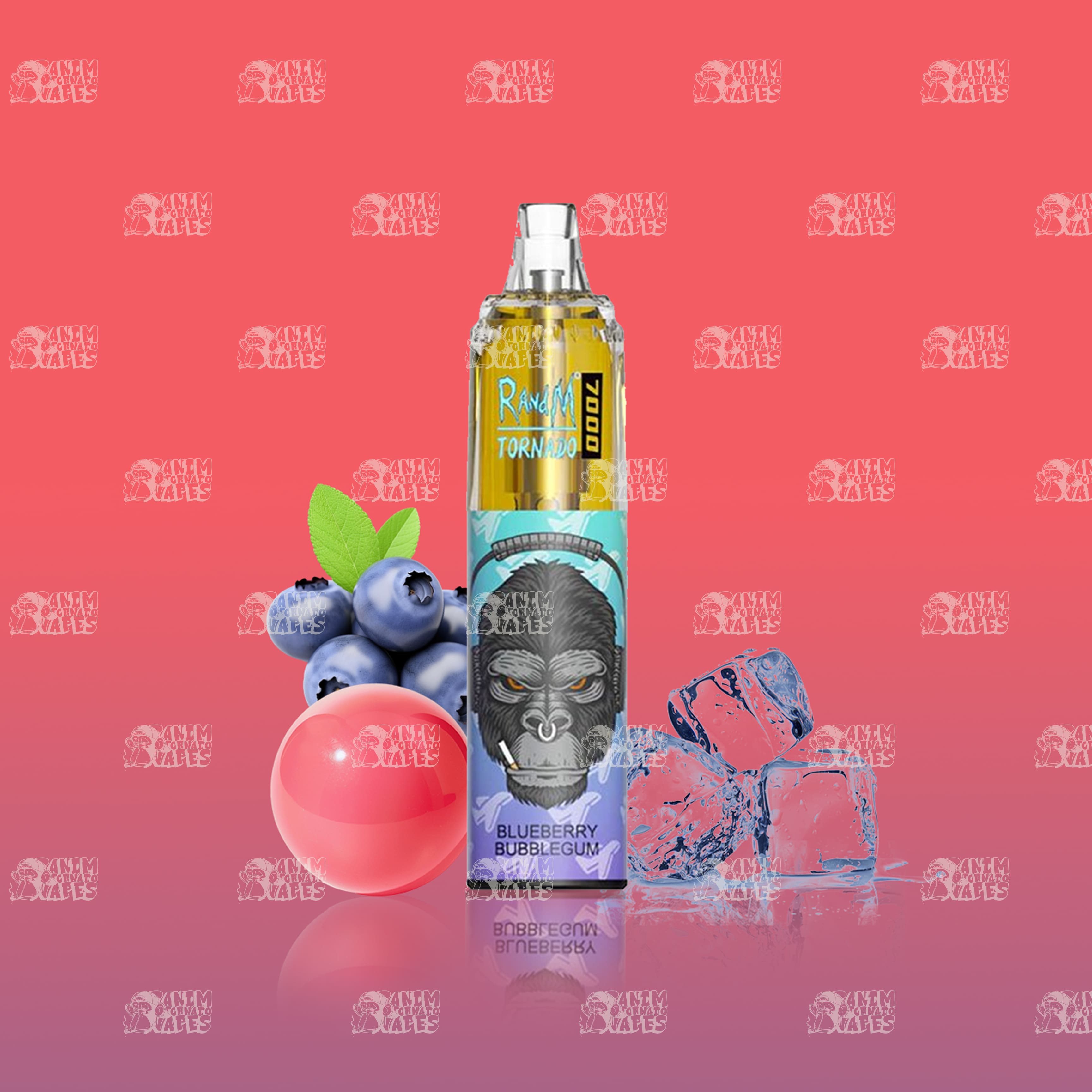 RandM Tornado 7000 Blueberry Bubblegum Einweg-Vape mit 7000 Zügen und Mesh Coil