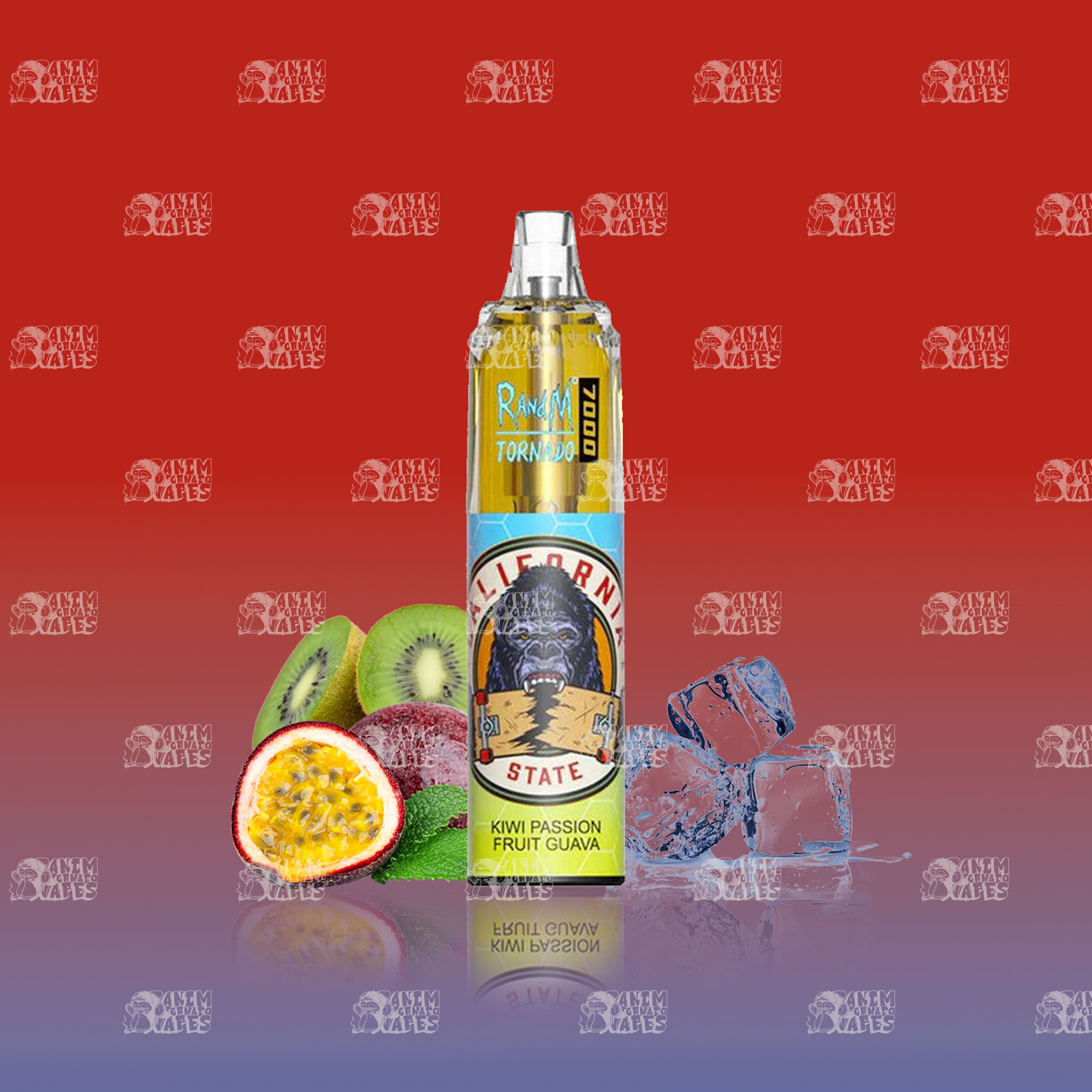 RandM Tornado 7000 Kiwi Passion Fruit Guava Einweg-Vape mit 7000 Zügen und Mesh Coil