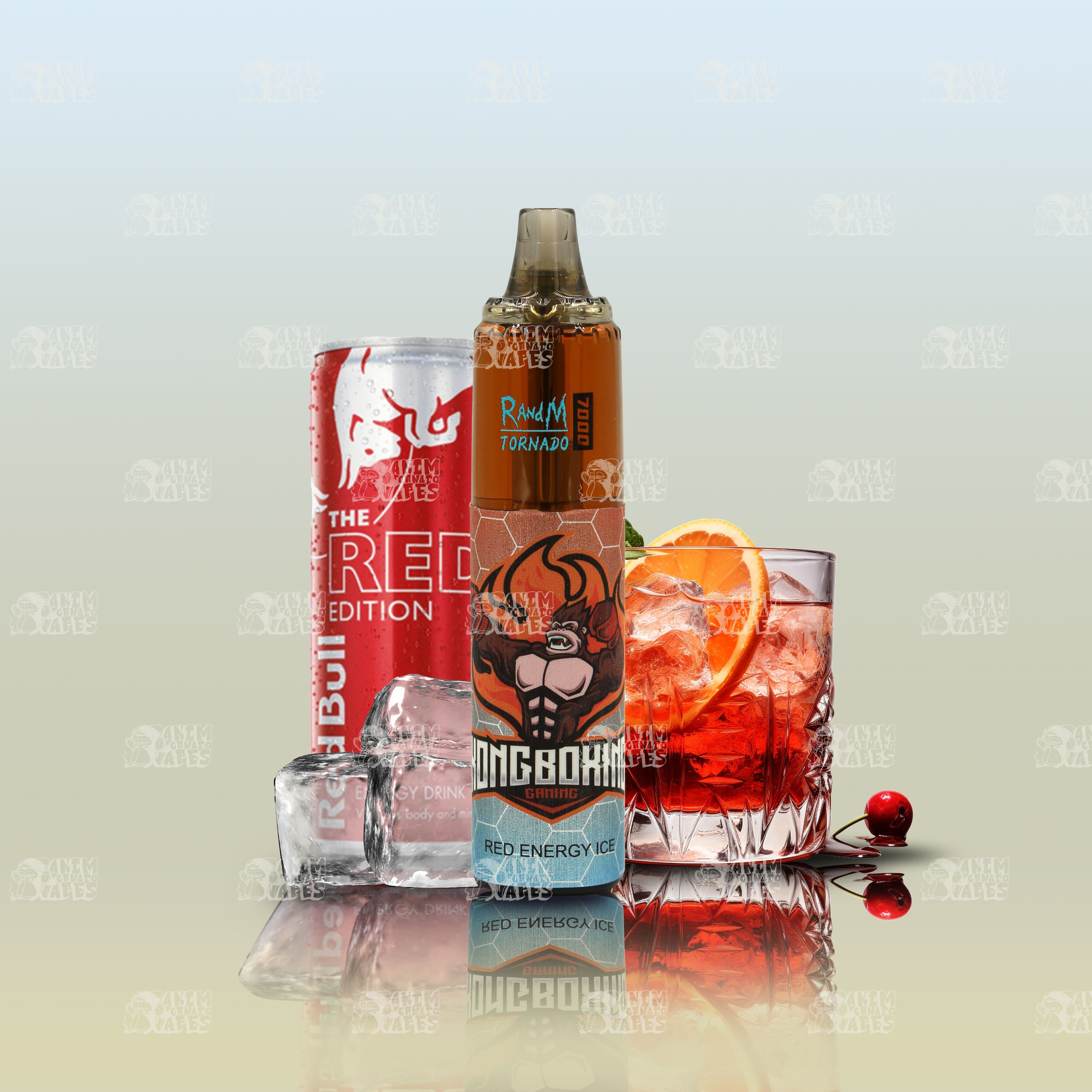 RandM Tornado 7000 Red Energy Ice Einweg-Vape mit 7000 Zügen und Mesh Coil