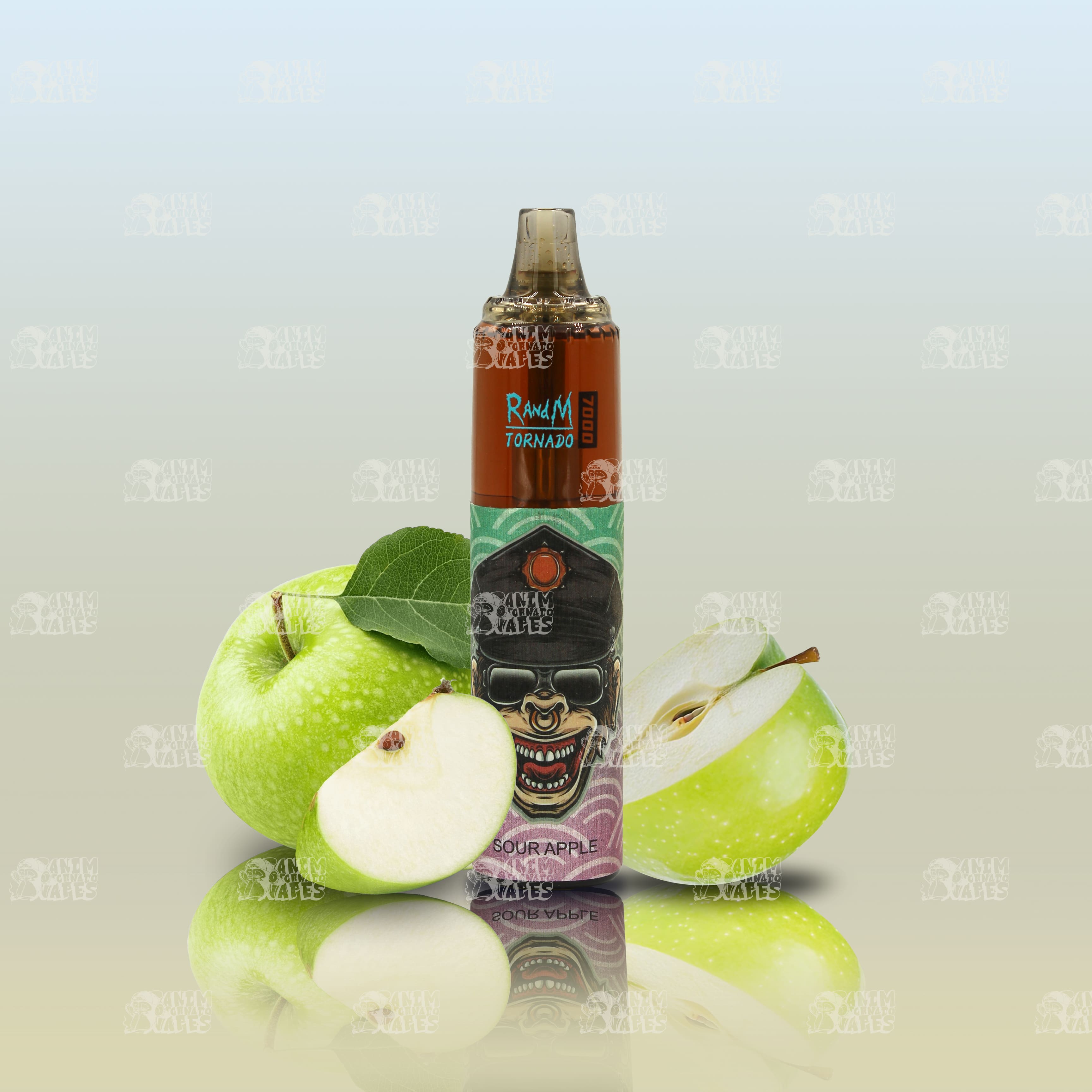 RandM Tornado 7000 Sour Apple Einweg-Vape mit 7000 Zügen und Mesh Coil