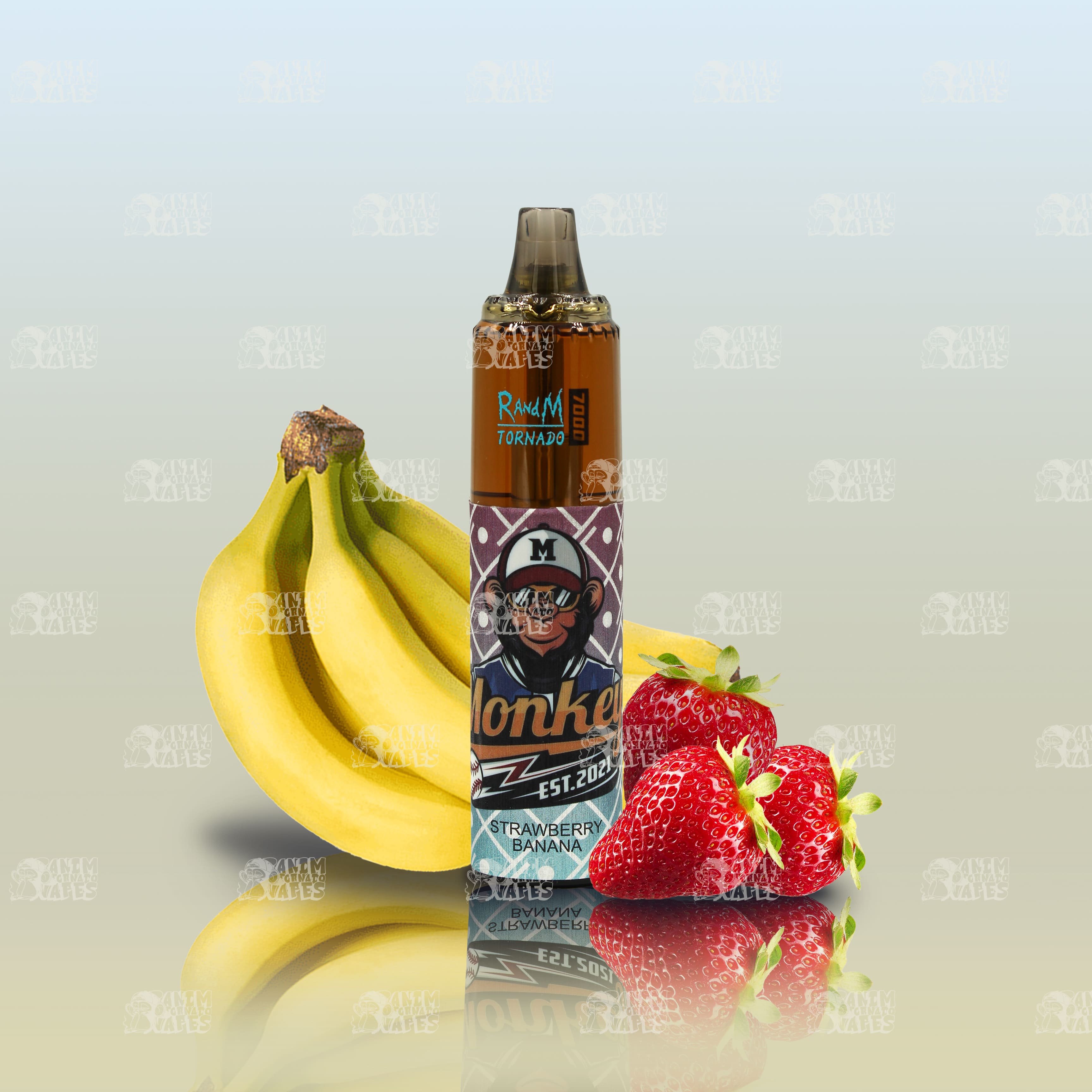 RandM Tornado 7000 Strawberry Banana Einweg-Vape mit 7000 Zügen und Mesh Coil