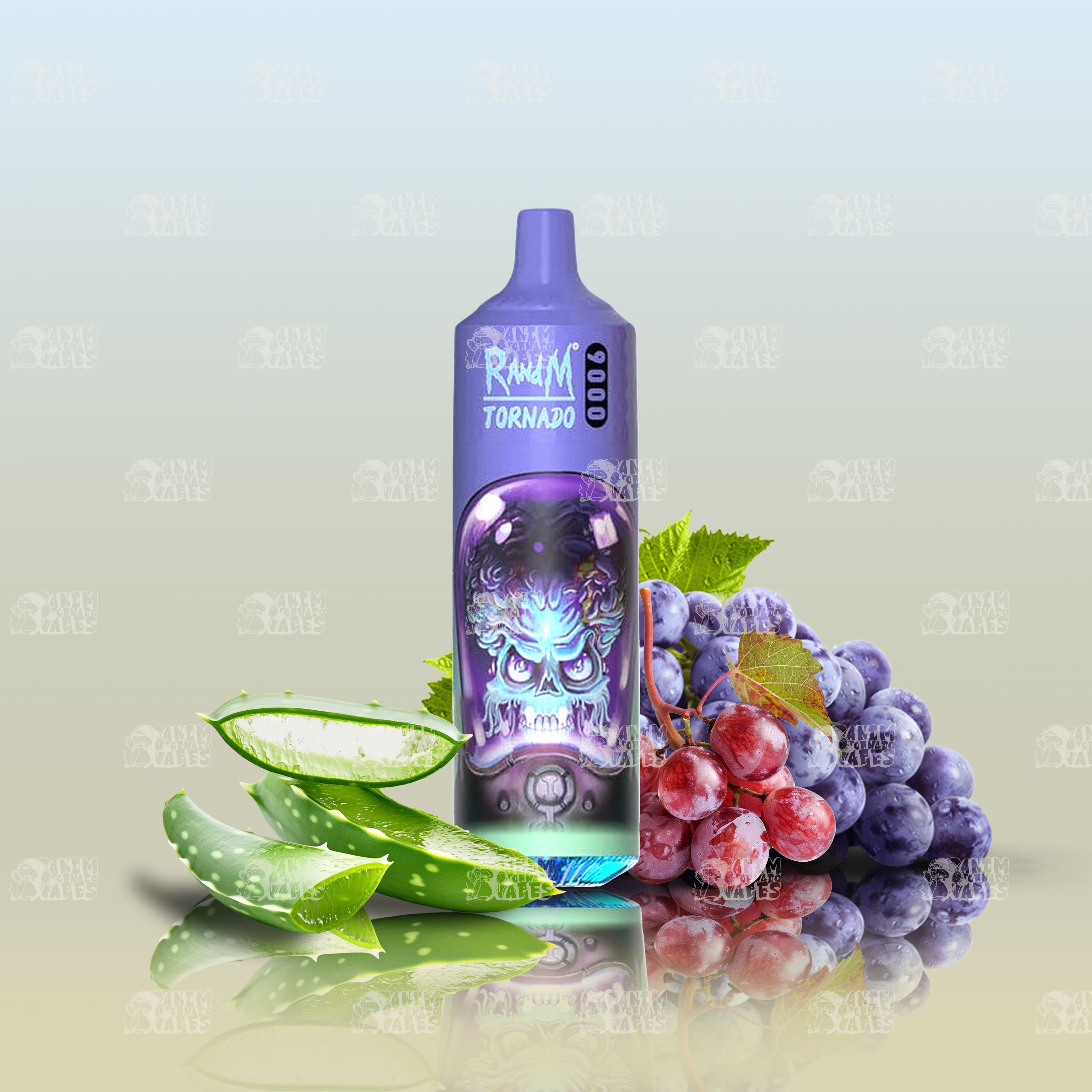 RandM Tornado 9000 Aloe Grape Einweg-Vape mit 9000 Zügen und Mesh Coil