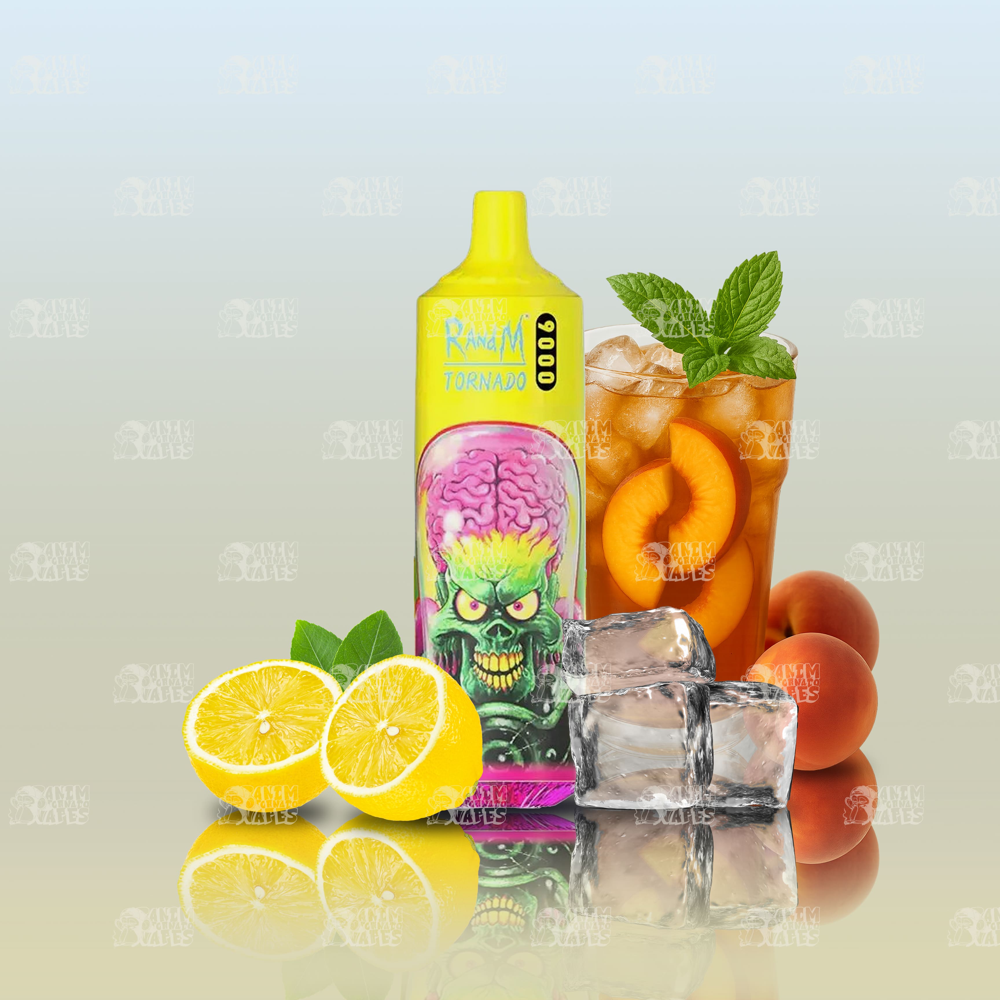 RandM Tornado 9000 Peach Lemonade Einweg-Vape mit 9000 Zügen und Mesh Coil