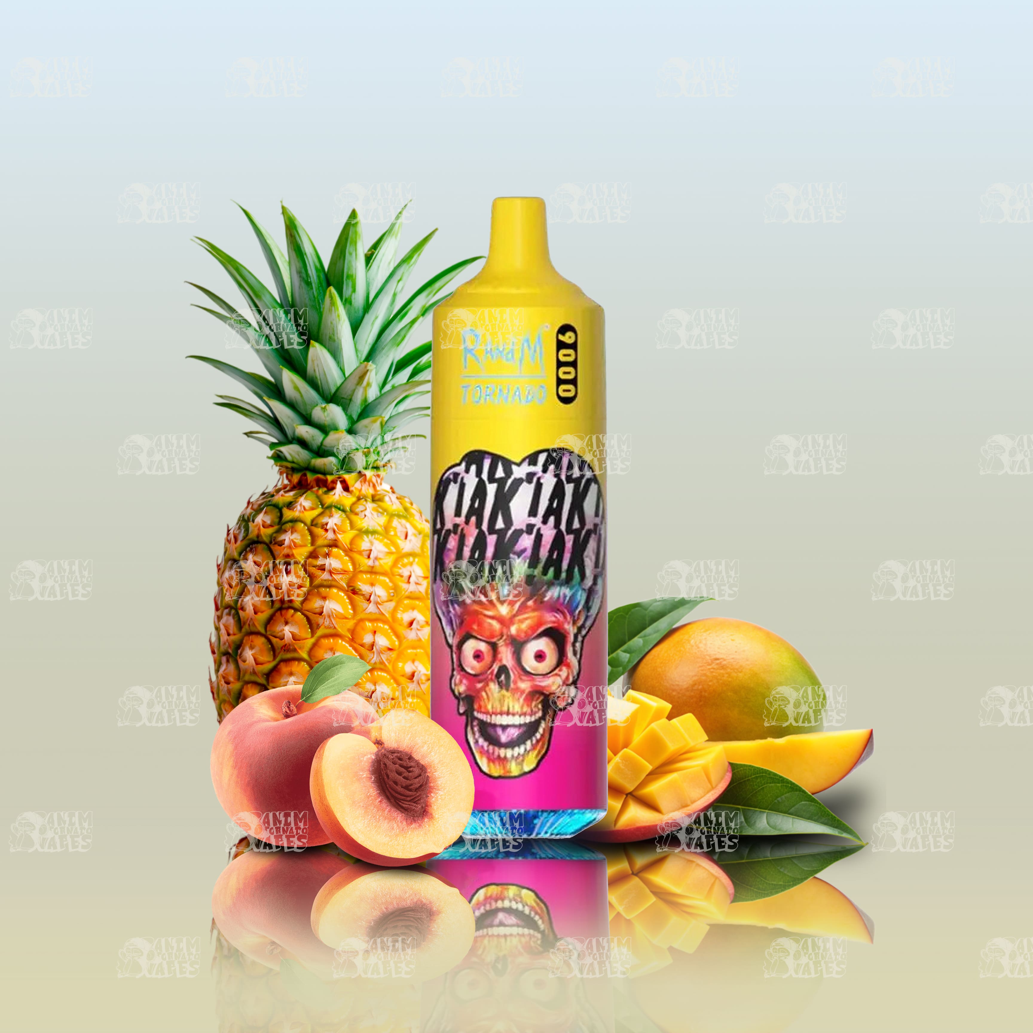 RandM Tornado 9000 Peachy Mango Pineapple Einweg-Vape mit 9000 Zügen und Mesh Coil