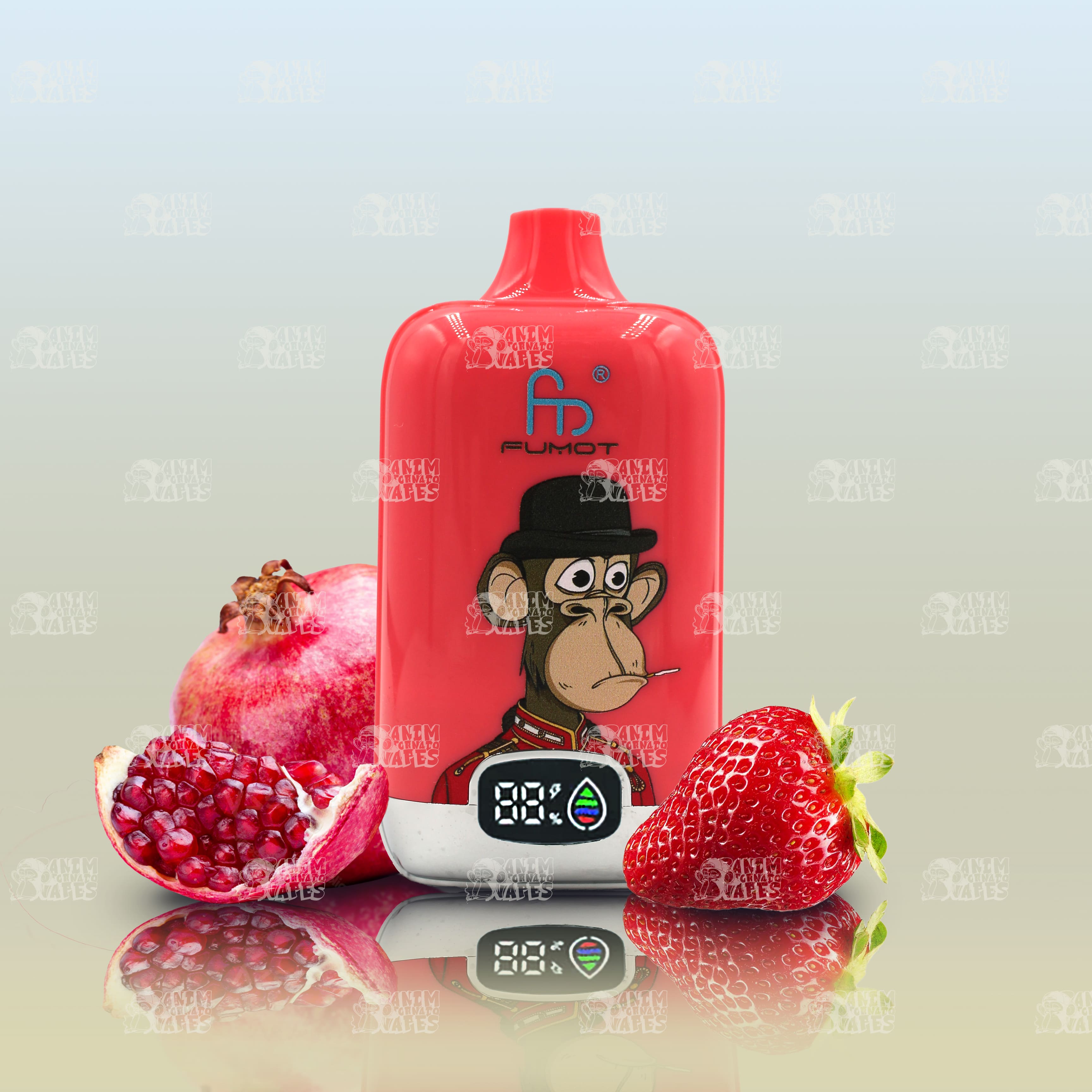 RandM Tornado 12000 Strawberry Pomp Einweg-Vape mit 12000 Zügen und Mesh Coil
