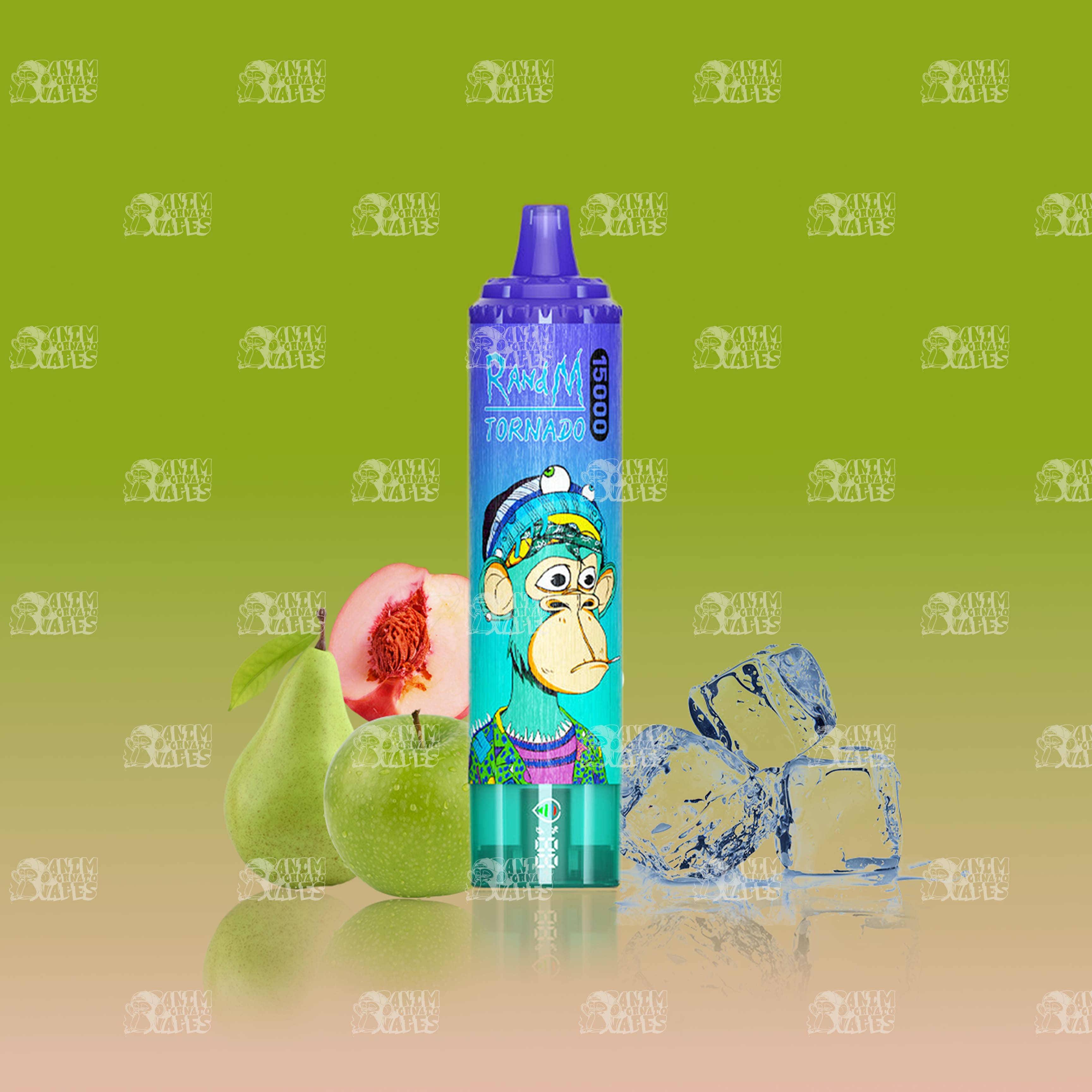 RandM Tornado 15000 Apple Peach Pear Einweg-Vape mit 15000 Zügen und Mesh Coil