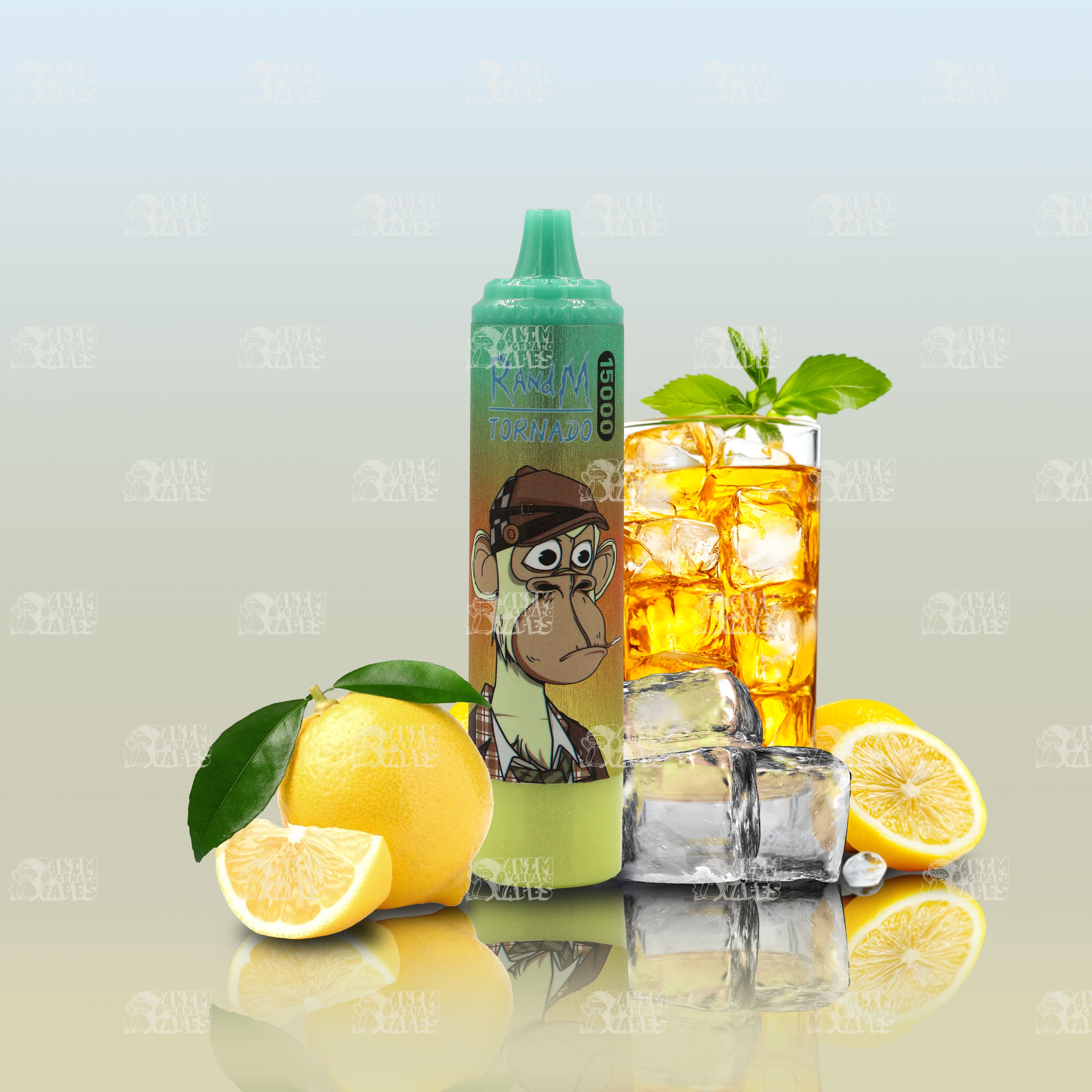 RandM Tornado 15000 Ice Tea Lemon Ice Einweg-Vape mit 15000 Zügen und Mesh Coil