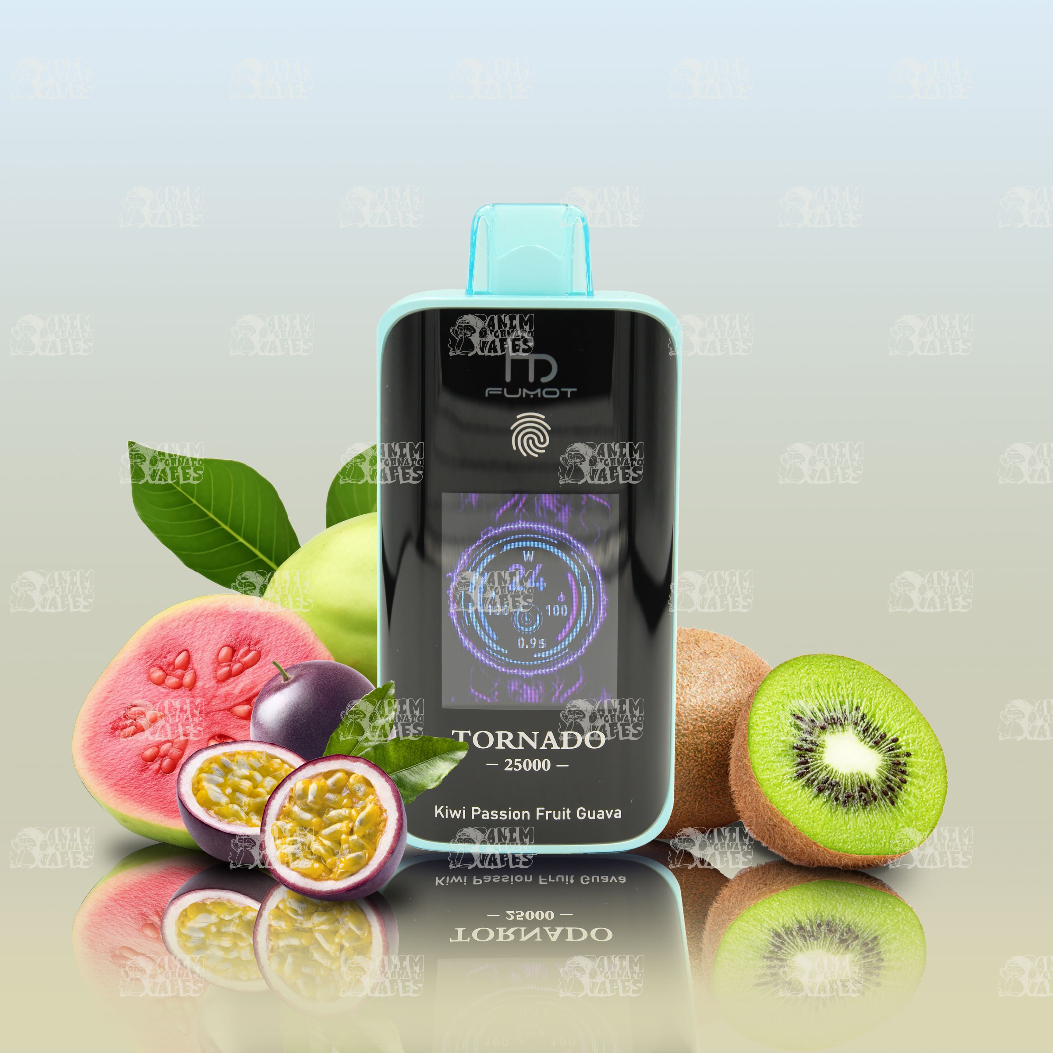 RandM Tornado 25000 Kiwi Passionfruit Guava Einweg-Vape mit 25000 Zügen und Mesh Coil