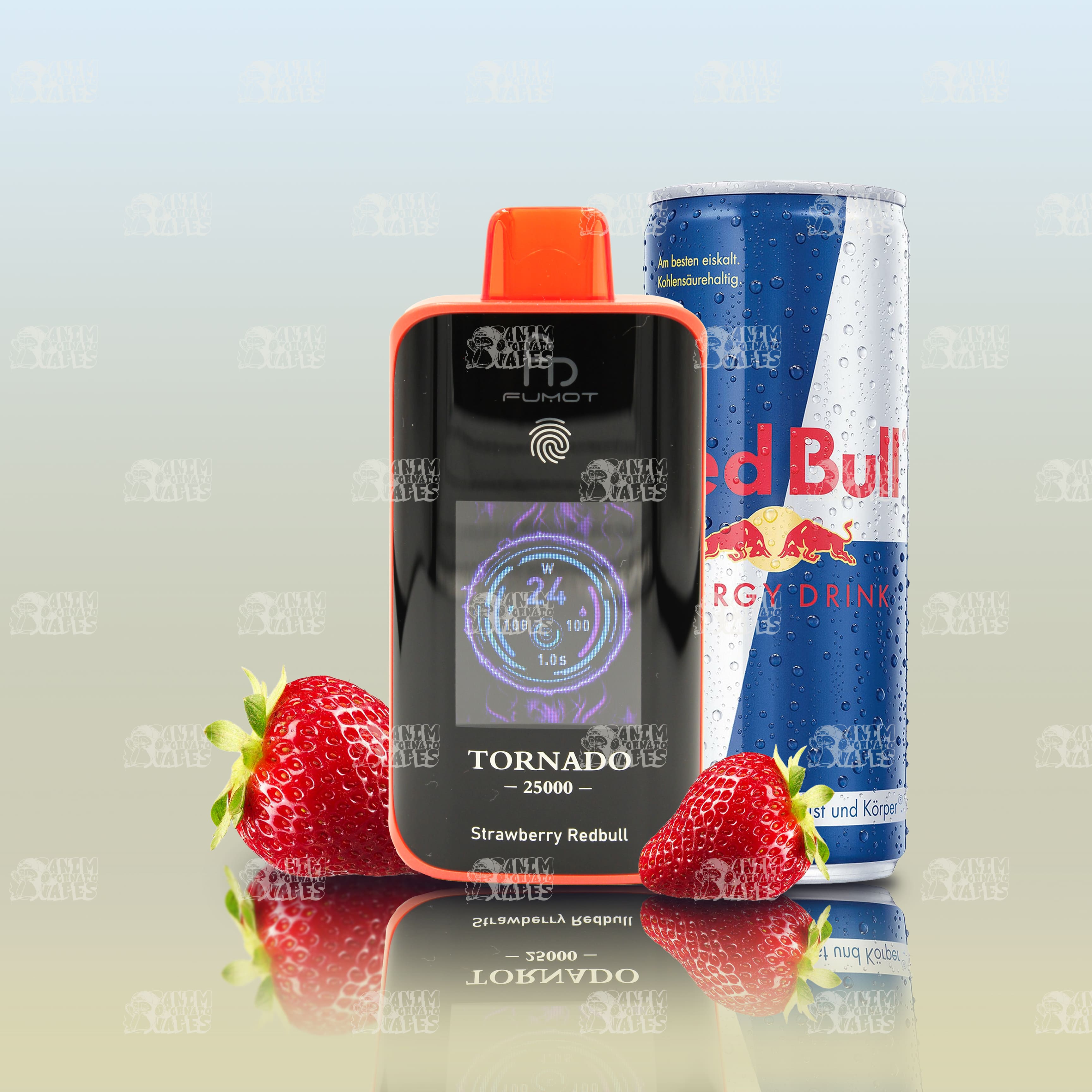RandM Tornado 25000 Strawberry Redbull Einweg-Vape mit 25000 Zügen und Mesh Coil