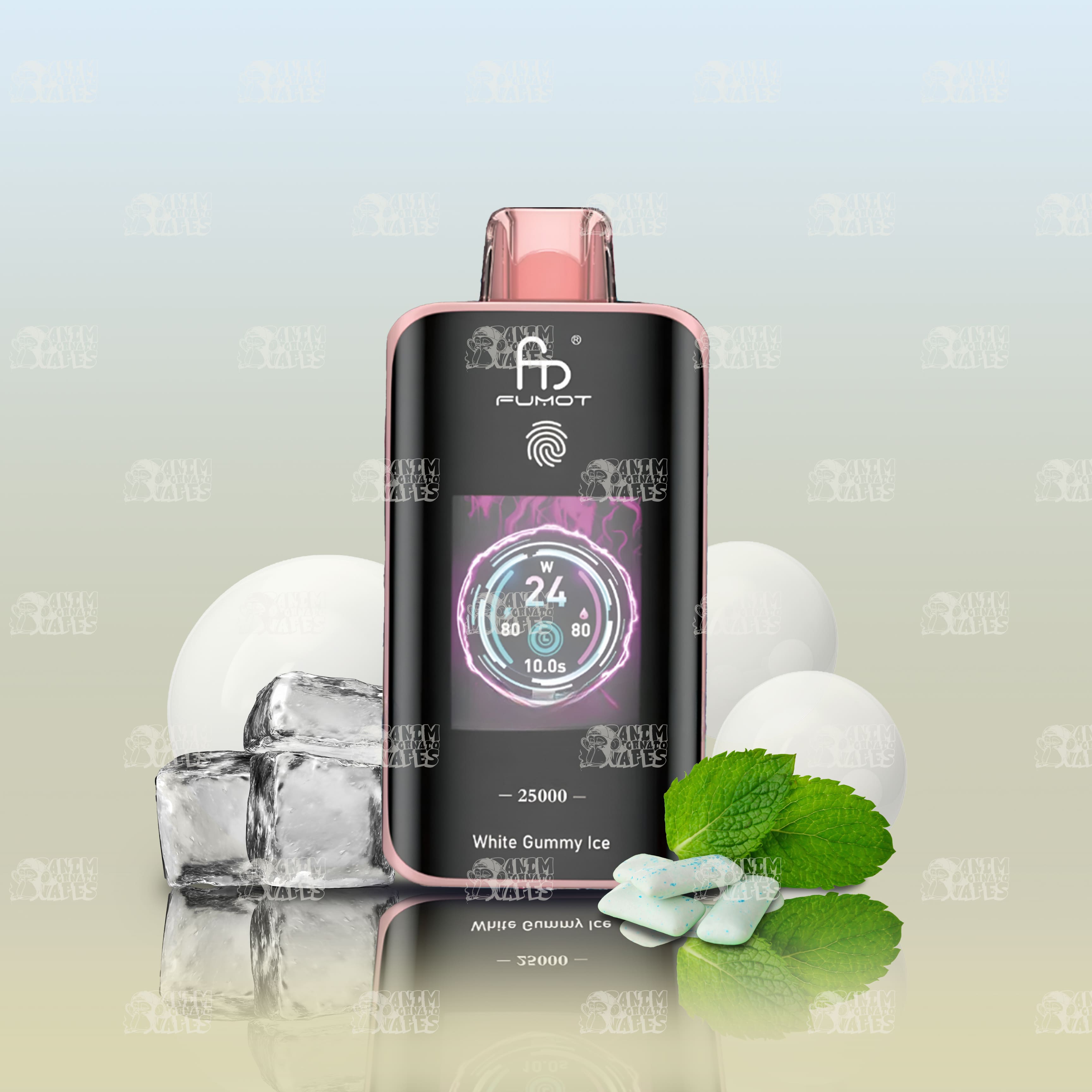 RandM Tornado 25000 White Gummy Ice Einweg-Vape mit 25000 Zügen und Mesh Coil