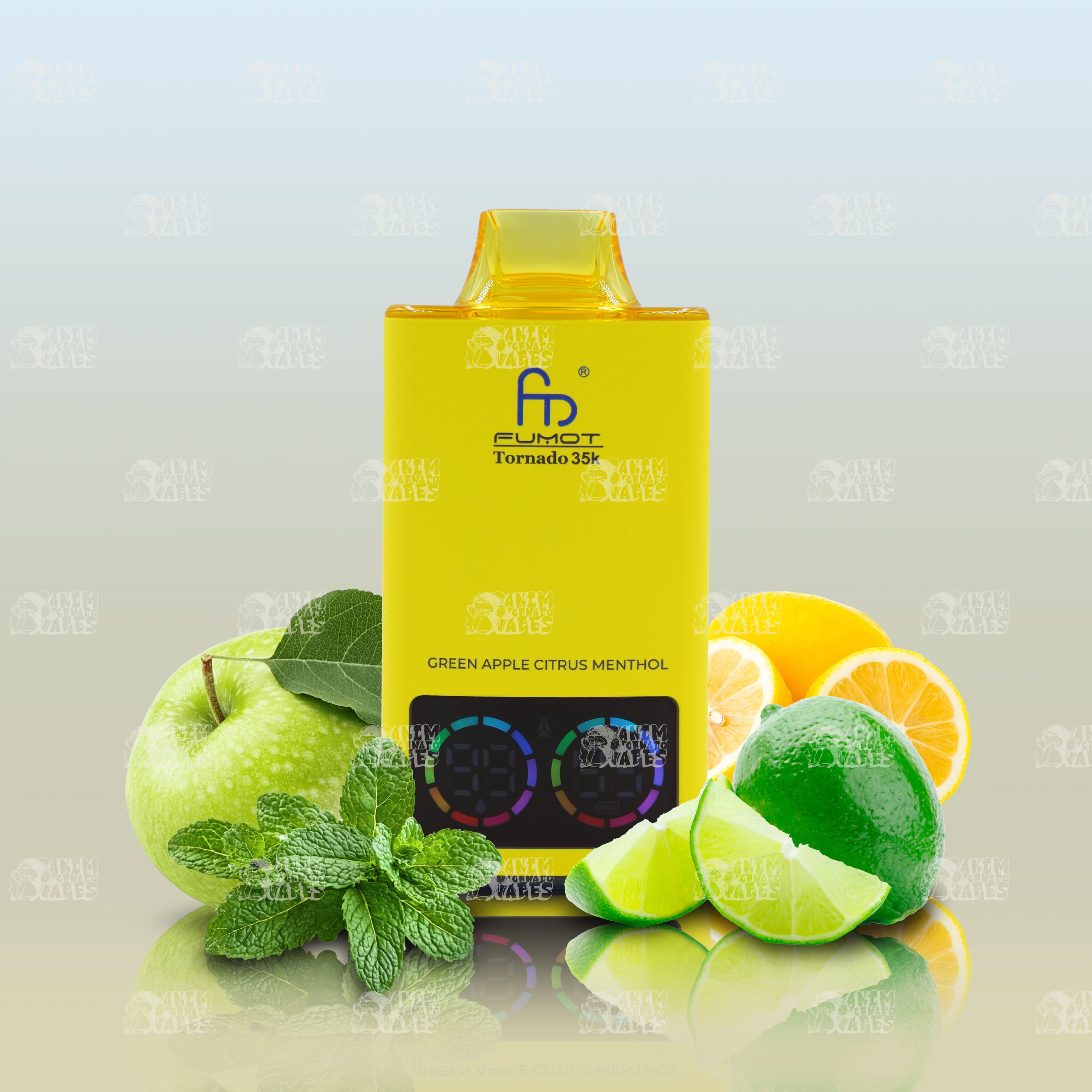 RandM Tornado 35000 Green Apple Citrus Menthol Einweg-Vape mit 35000 Zügen und Mesh Coil