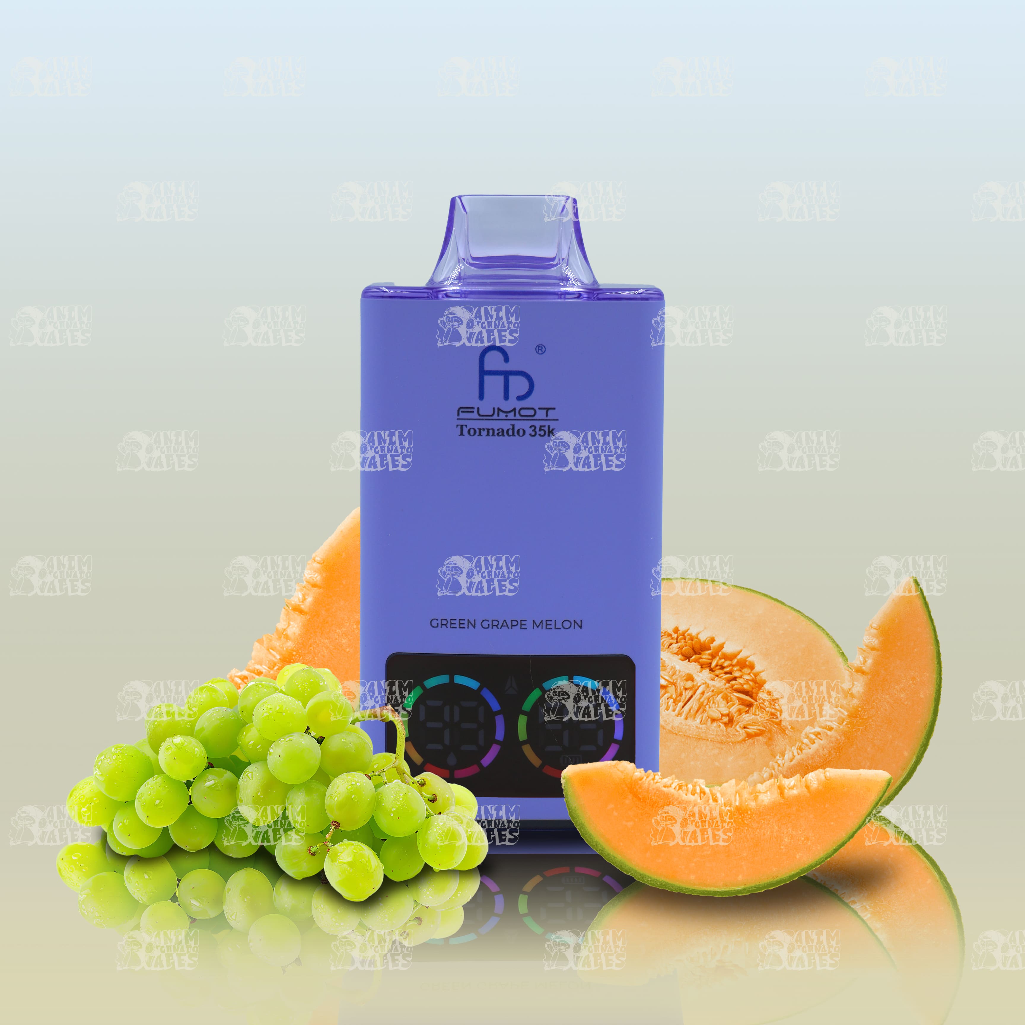 RandM Tornado 35000 Green Grape Melon Einweg-Vape mit 35000 Zügen und Mesh Coil