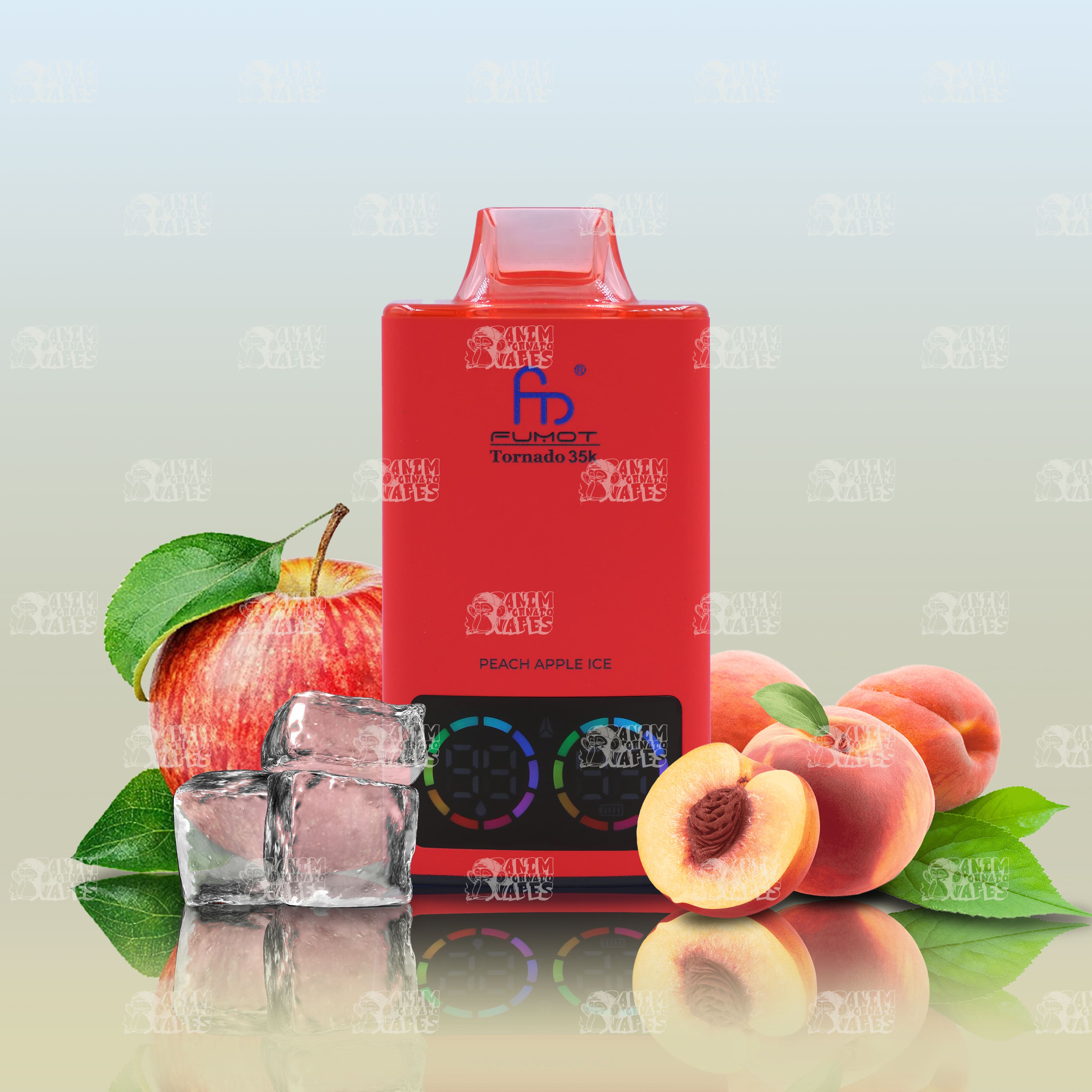 RandM Tornado 35000 Peach Apple Ice Einweg-Vape mit 35000 Zügen und Mesh Coil