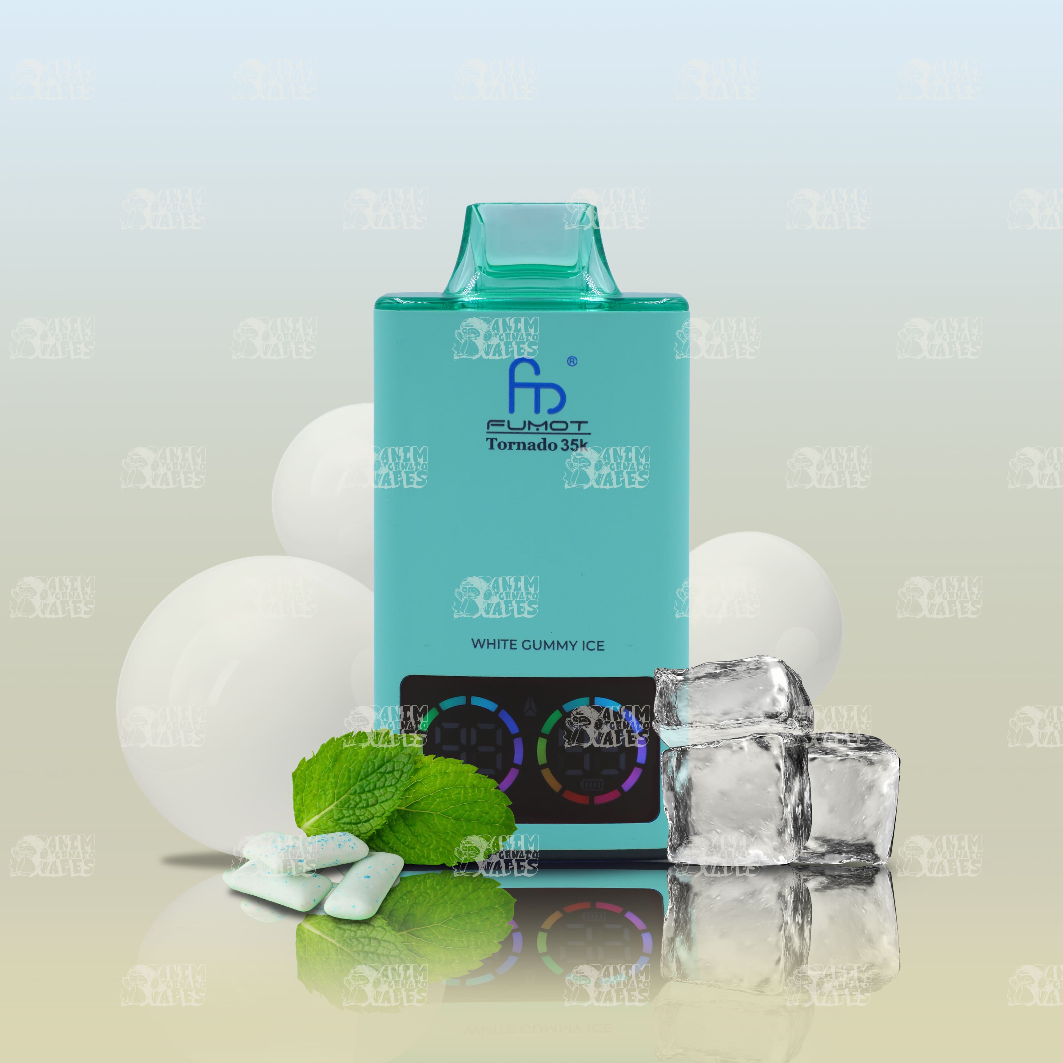 RandM Tornado 35000 White Gummy Ice Einweg-Vape mit 35000 Zügen und Mesh Coil