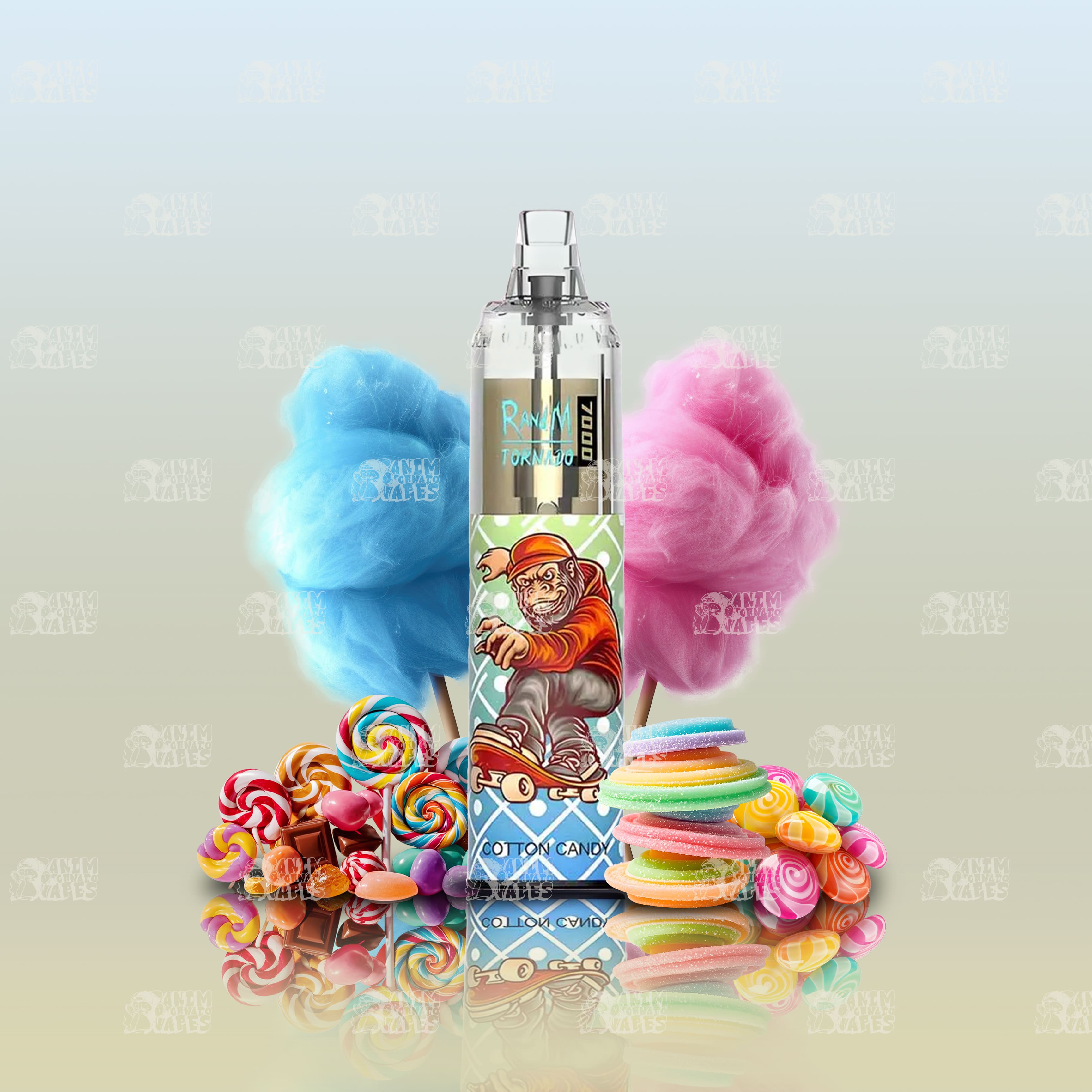 RandM Tornado 7000 Cotton Candy Einweg-Vape mit 7000 Zügen und Mesh Coil