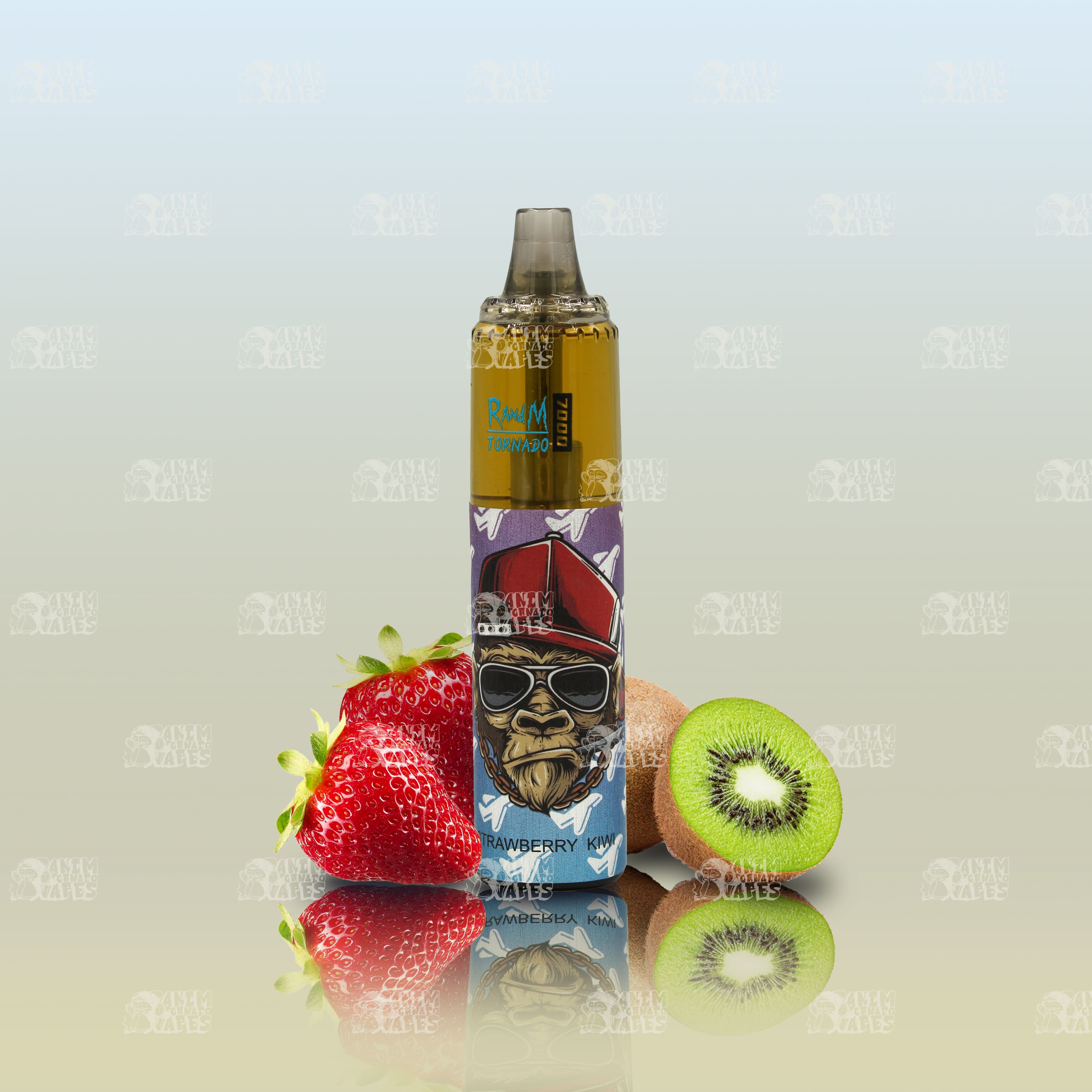 RandM Tornado 7000 Strawberry Kiwi Einweg-Vape mit 7000 Zügen und Mesh Coil