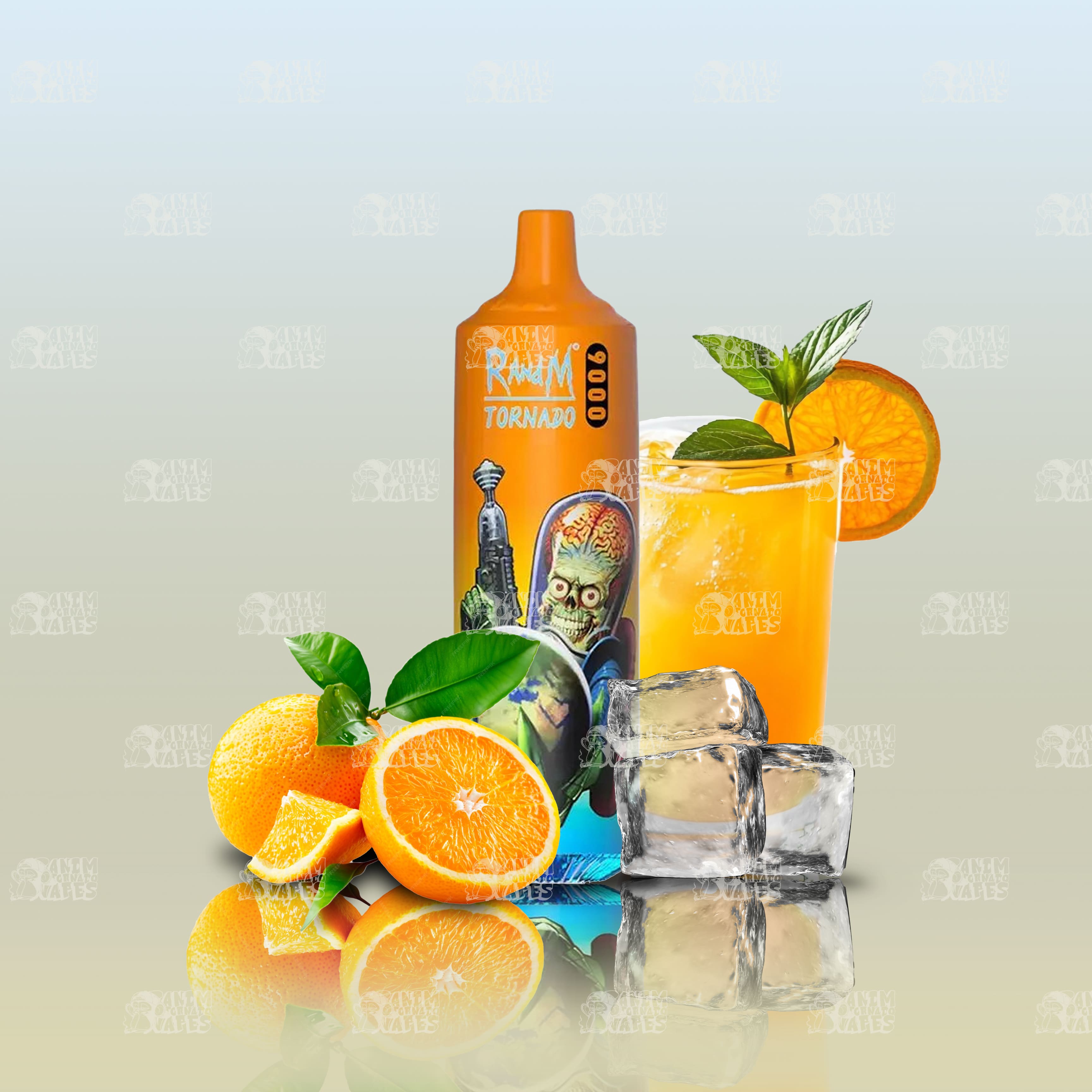 RandM Tornado 9000 Orange Soda Einweg-Vape mit 9000 Zügen und Mesh Coil